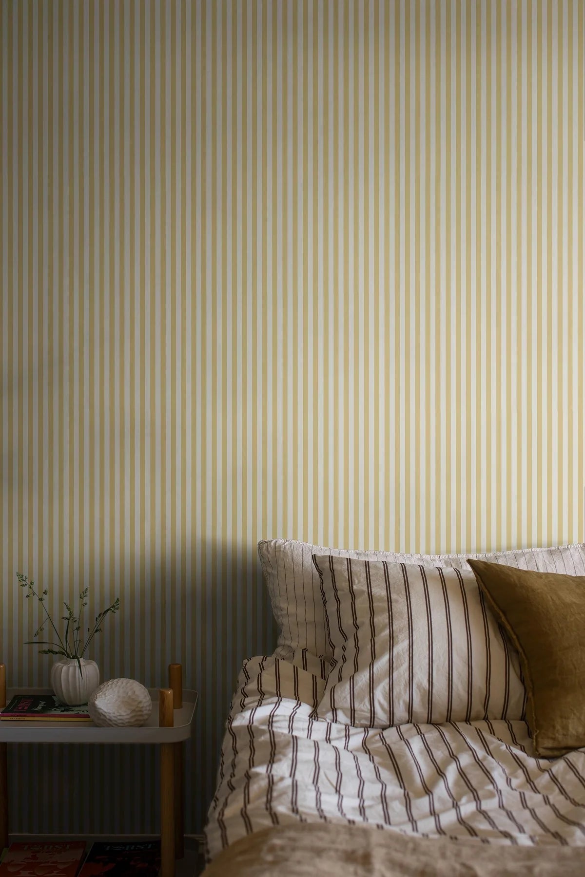 MÖLLE STRIPE Yellow and White Striped Wallpaper
