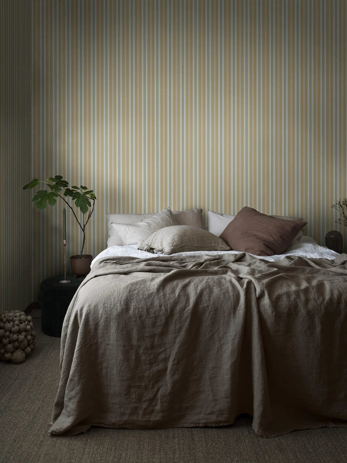 HEDDA Yellow and White Striped Wallpaper
