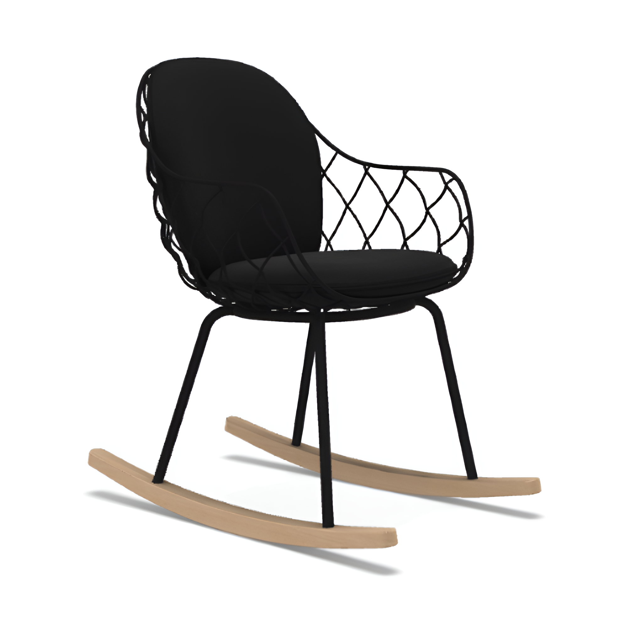 PIÑA rocking chair in black with an ash base