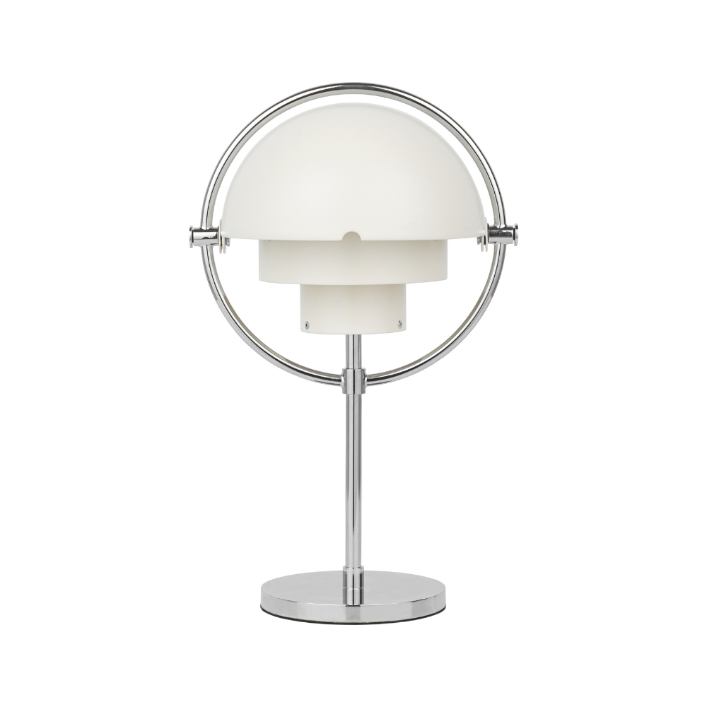 Prenosná lampa MULTI-LITE biela s chrómovým podstavcom