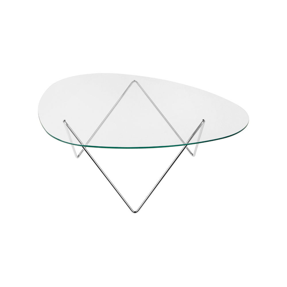 Kávový stolík PEDRERA sklo s chrómovaným podstavcom