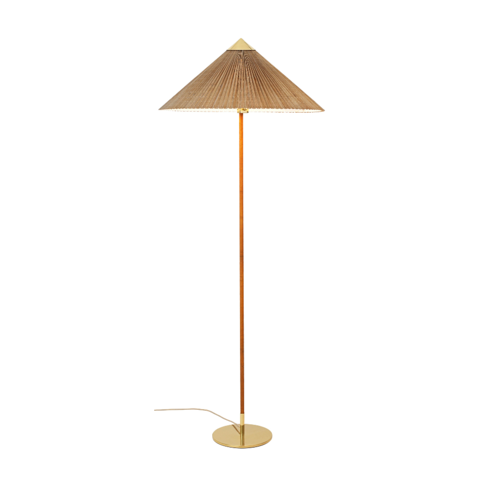 Floor lamp 9602 brass with bamboo shade