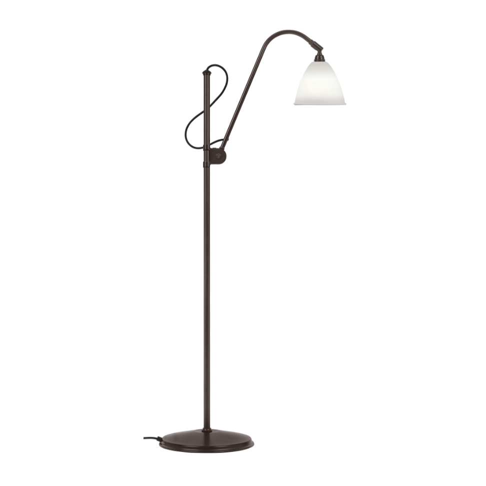 Stojaca lampa BESTLITE BL3 čierna s porcelánovým tienidlo
