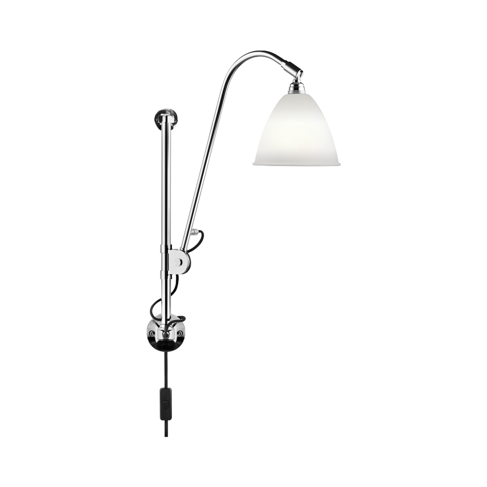 Nástenná lampa BESTLITE BL5 chróm s porcelánovým tienidlom