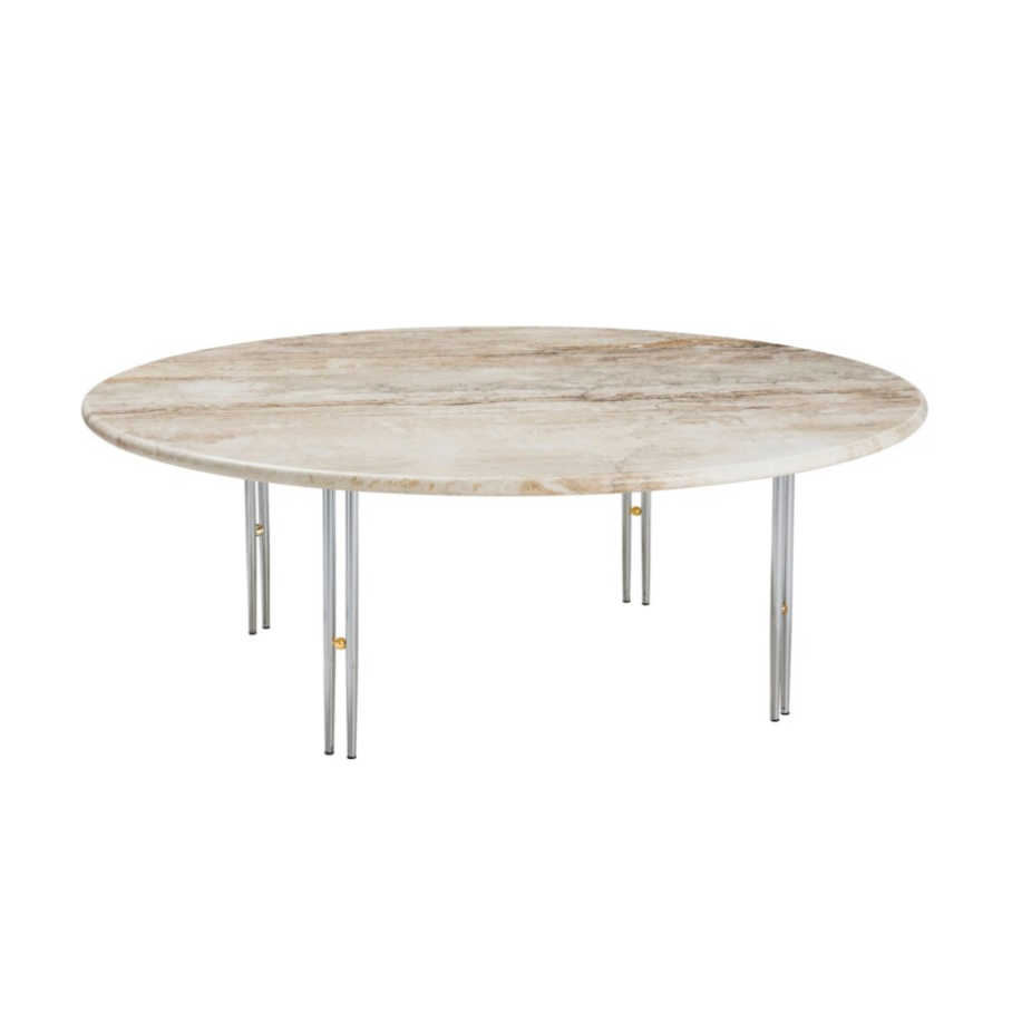 IOI travertine coffee table with chrome base