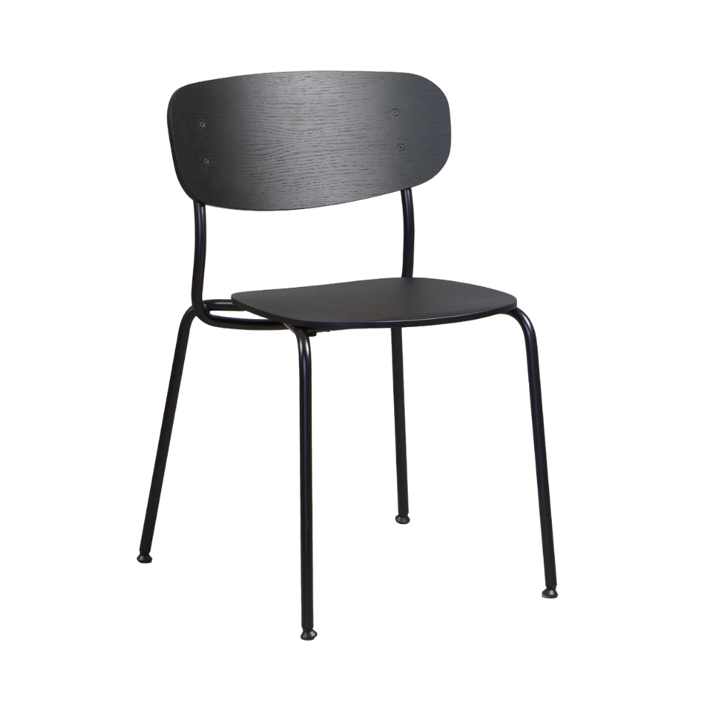 Stolička SPLOT čierne dubové drevo s čiernym podstavcom