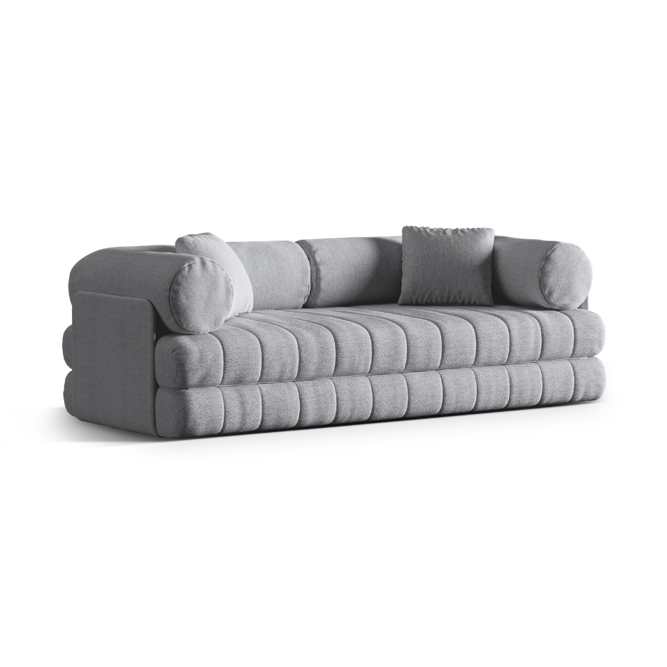 3-seater sofa with sleeping function KEMI light gray bouclé