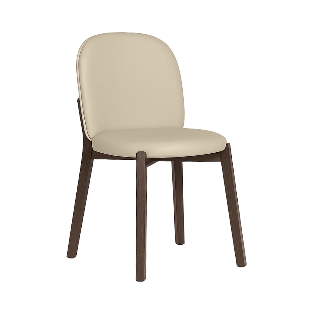 DOT chair in cream leather with an oak base - display model