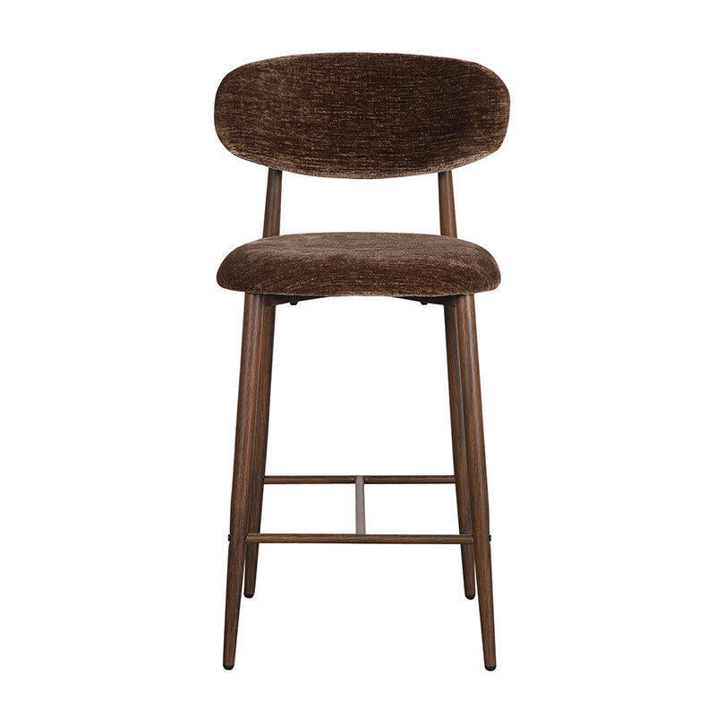 JAPANDI Brown Stool with Dark Wooden Base
