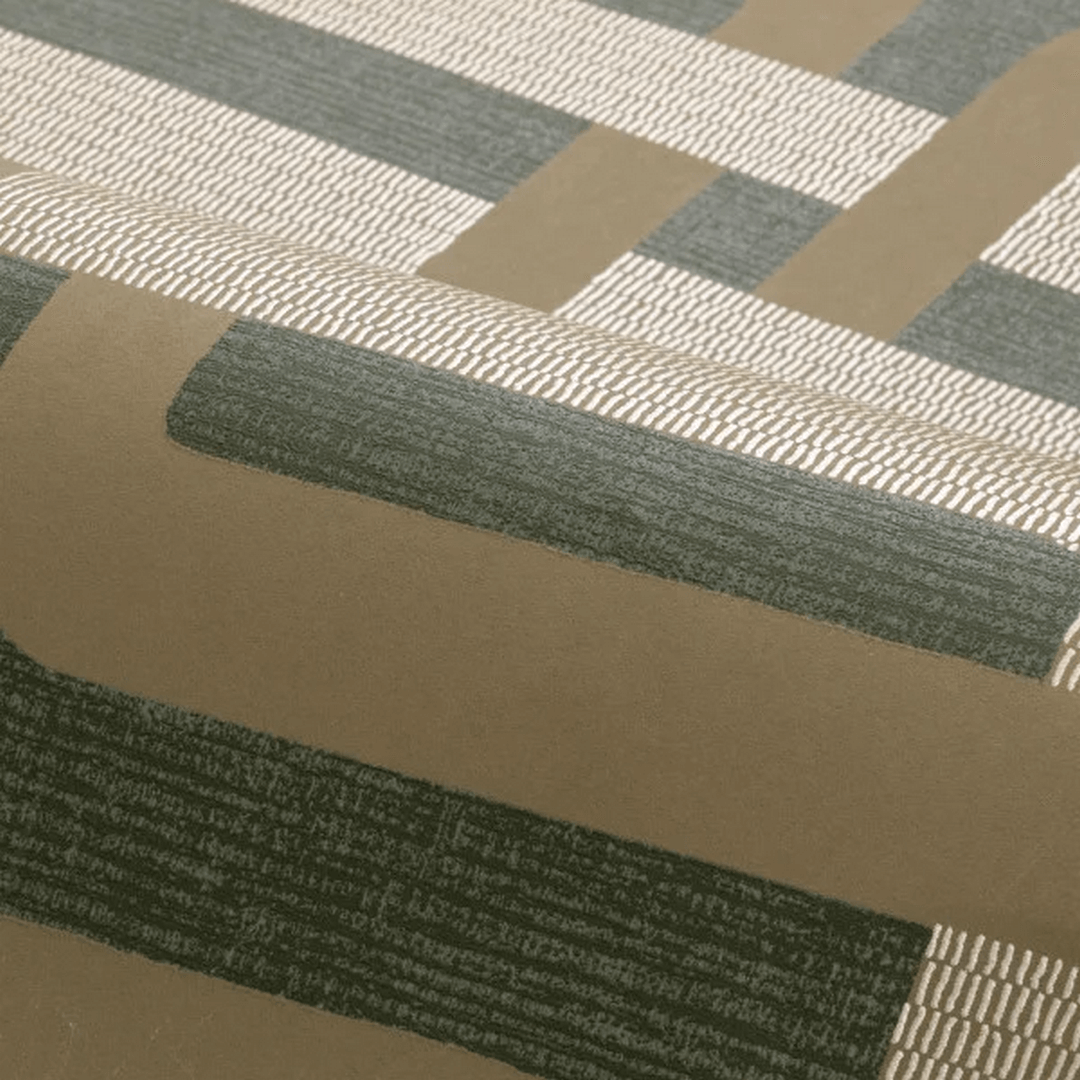 Tapeta so štruktúrou a geometrickým vzorom MATJARA - KAKI/DORÉ tmavozelená