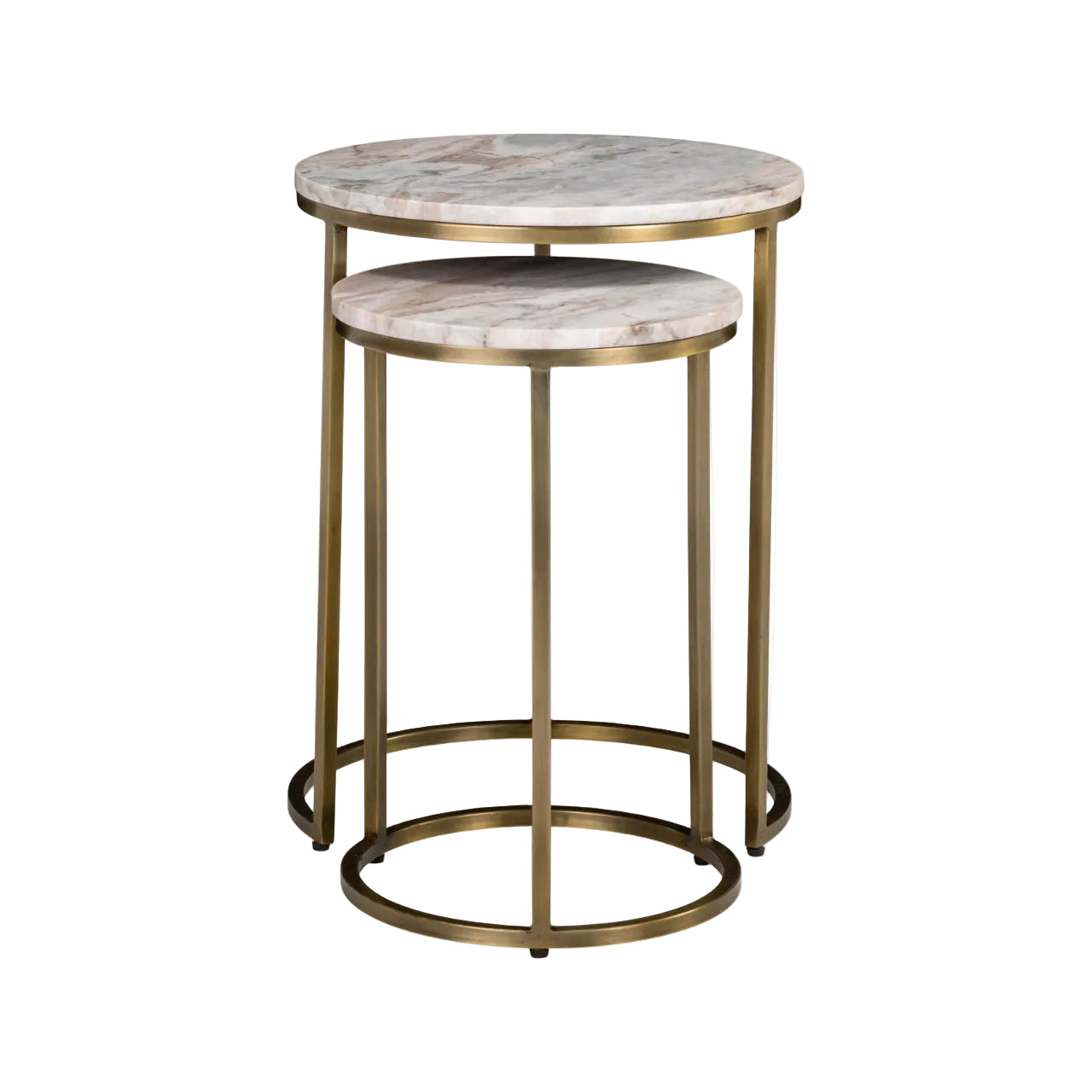 BOTTEGA Gold Side Table Set with Marble Top