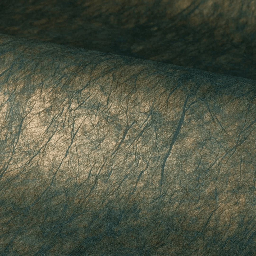 Textilná štruktúrovaná metalická tapeta s nariasením OXEA - TOPAZE zelená so zlatou