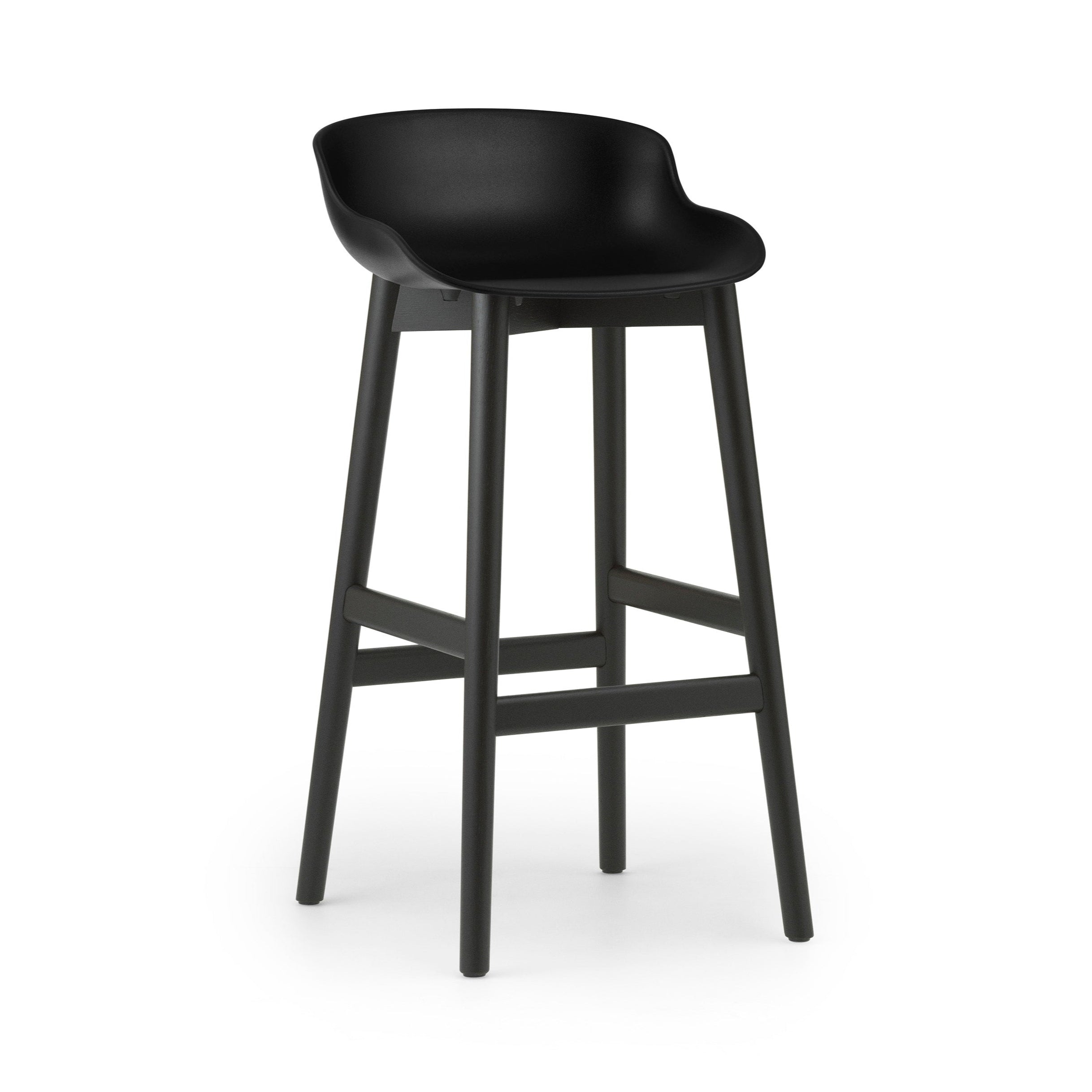 Barová stolička HYG čierna s čiernym dubovým podstavcom