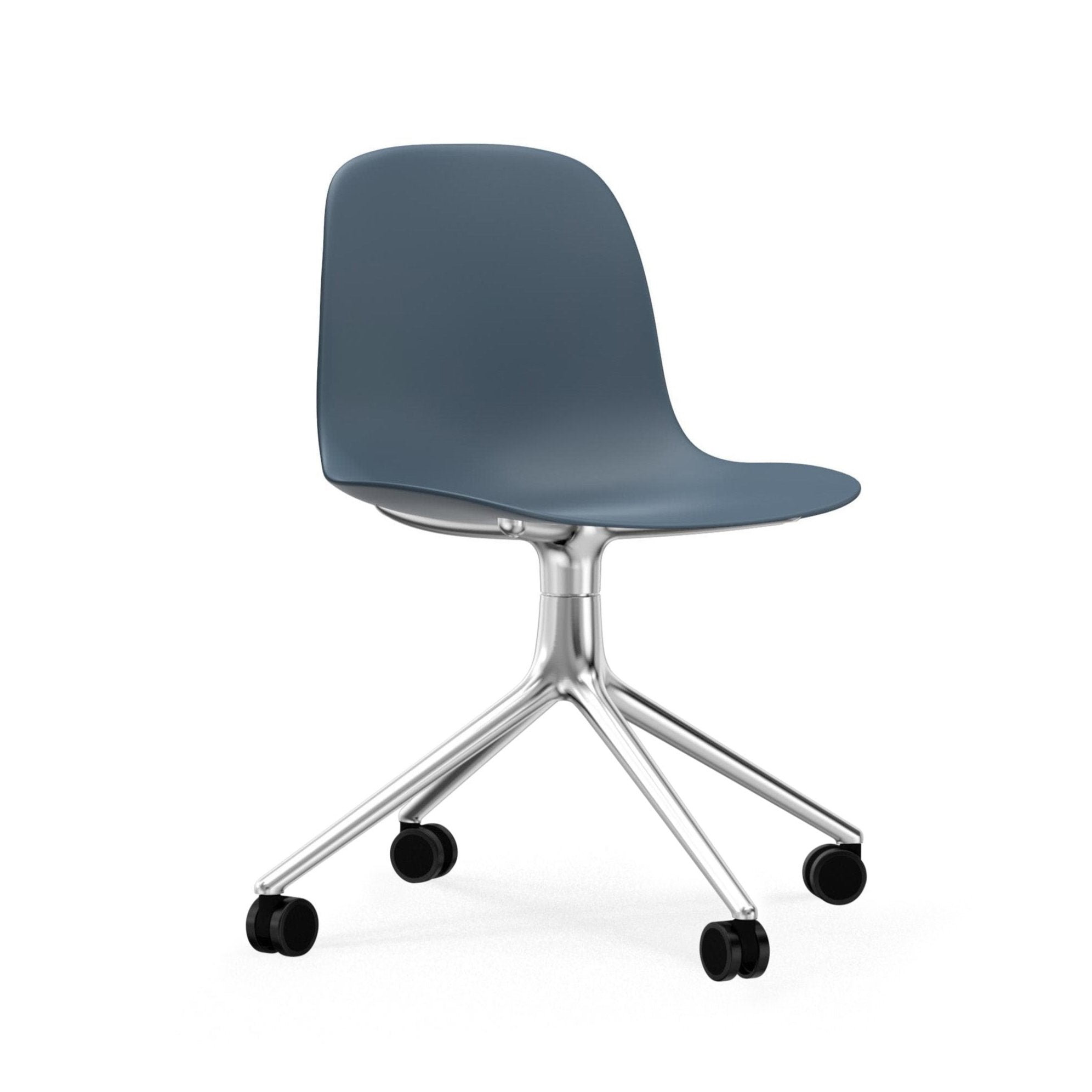 Office chair 4W Blue sea with an aluminum base on wheels