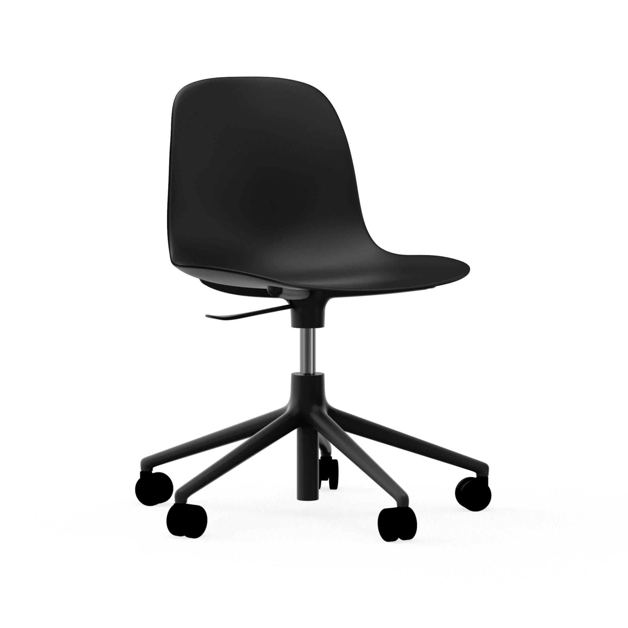 Office chair with adjustable forms 5W black with black base on wheels
