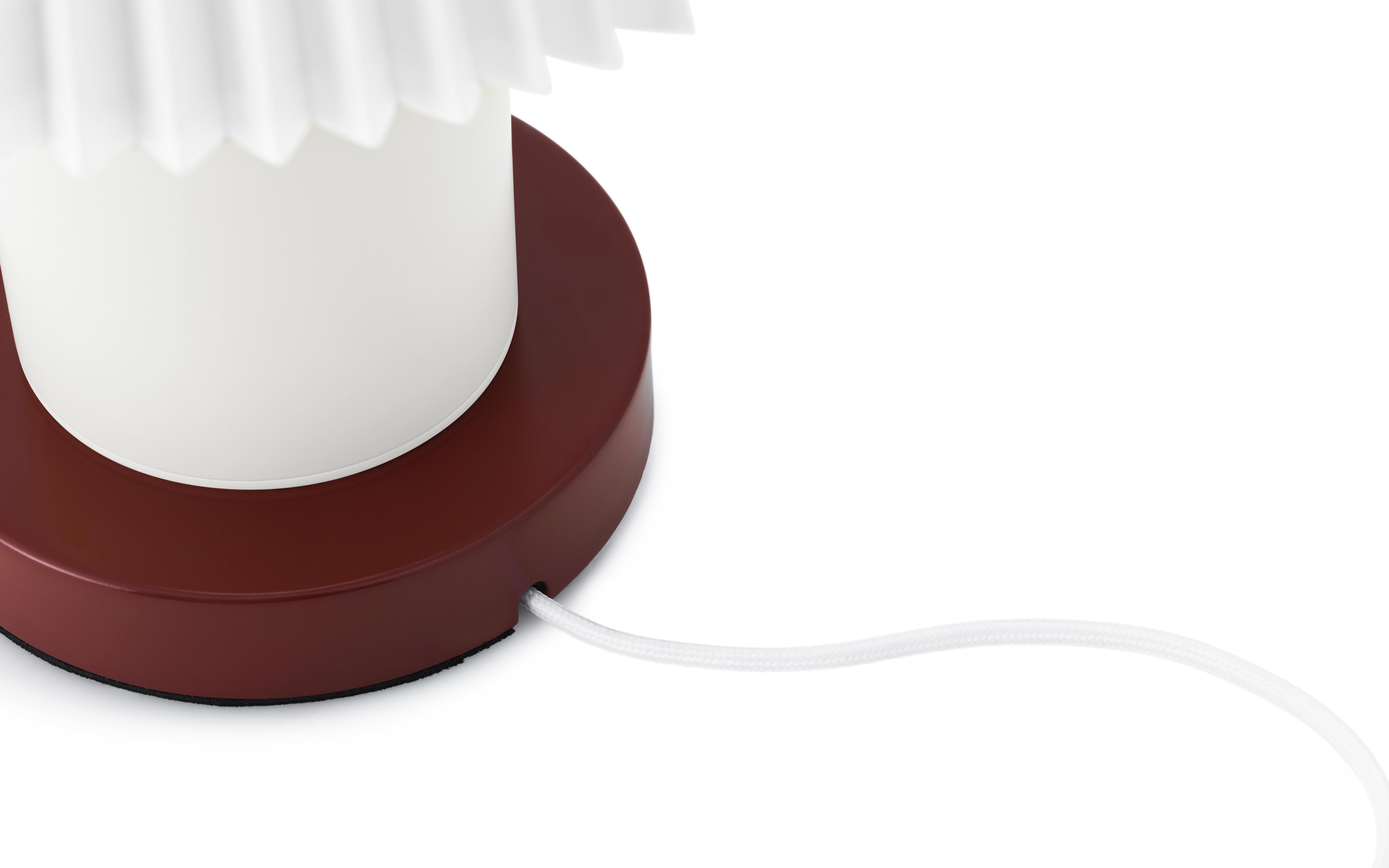 Stolná lampa CELLU biela s hnedým podstavcom