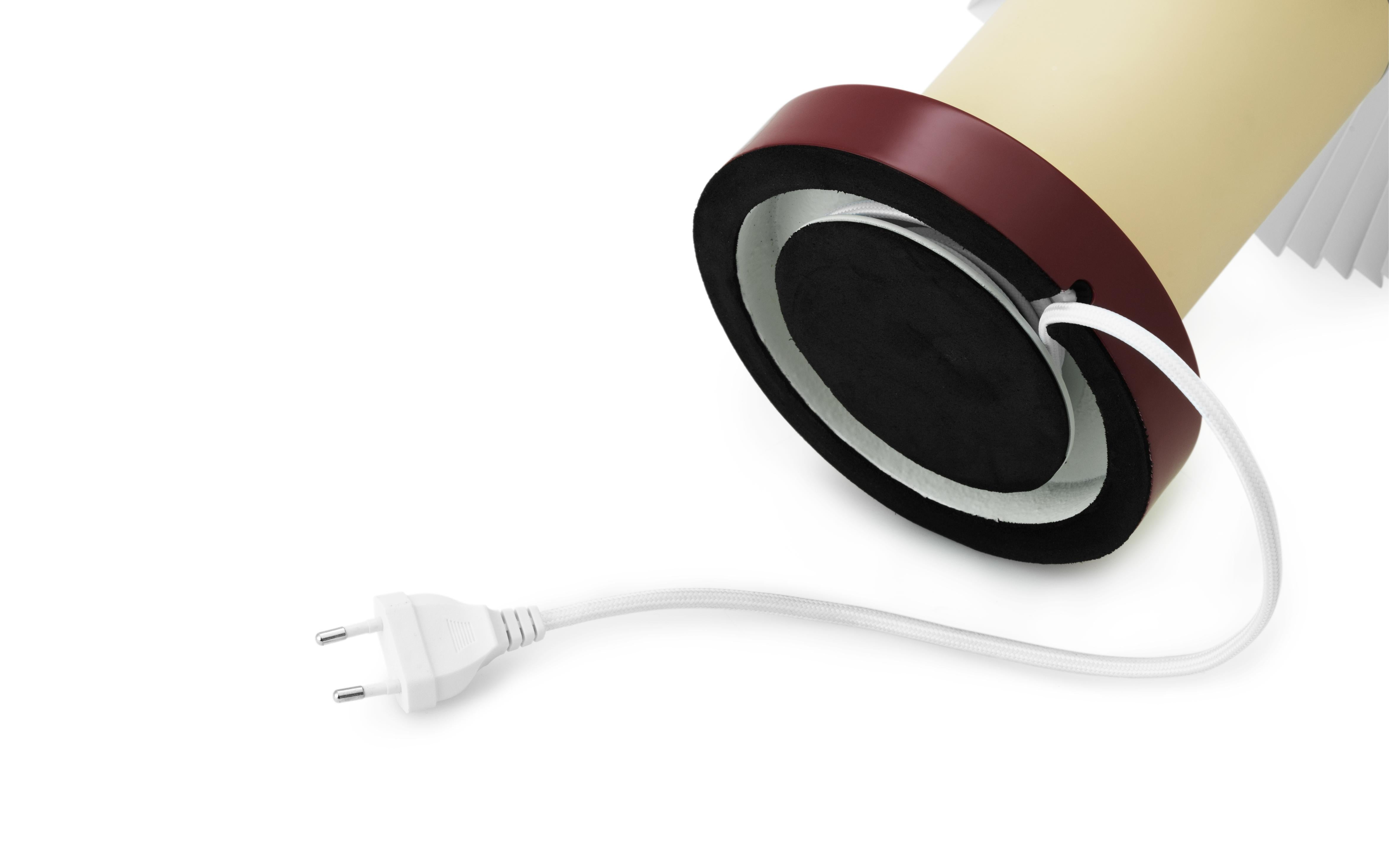 Stolná lampa CELLU krémová s hnedým podstavcom