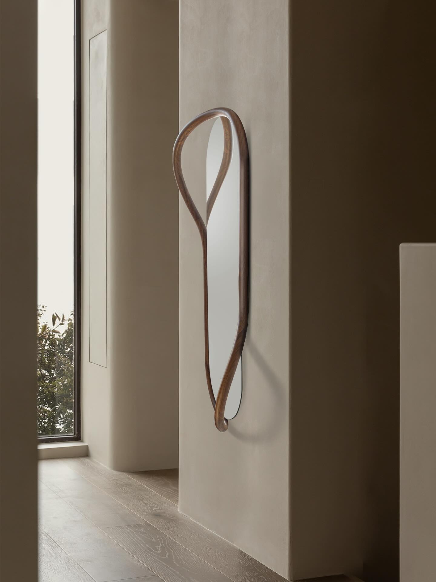 Wall Mirror UNUT light walnut wood