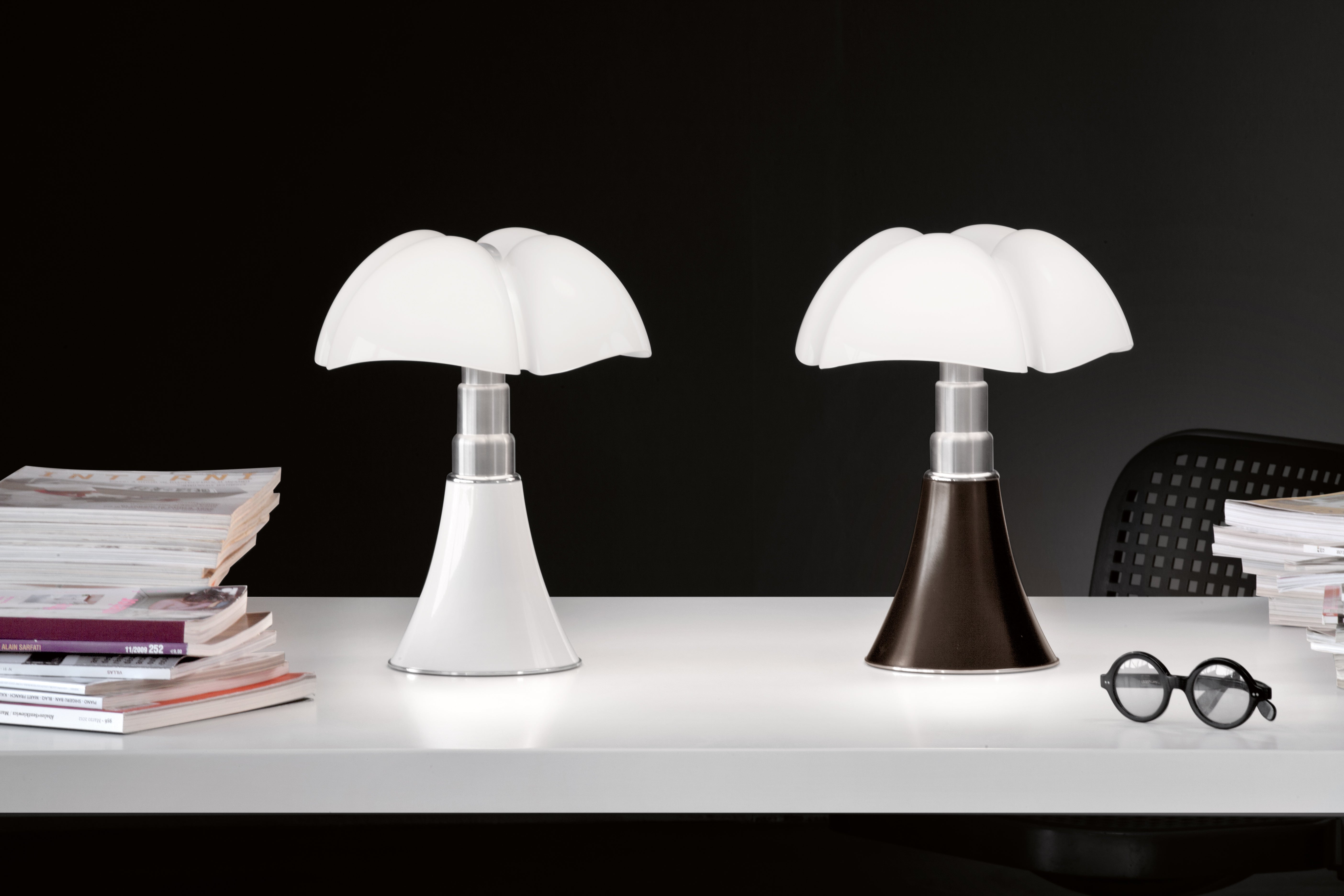 MINIPIPISTRELLO Table Lamp with Opal Shade and Brown Base