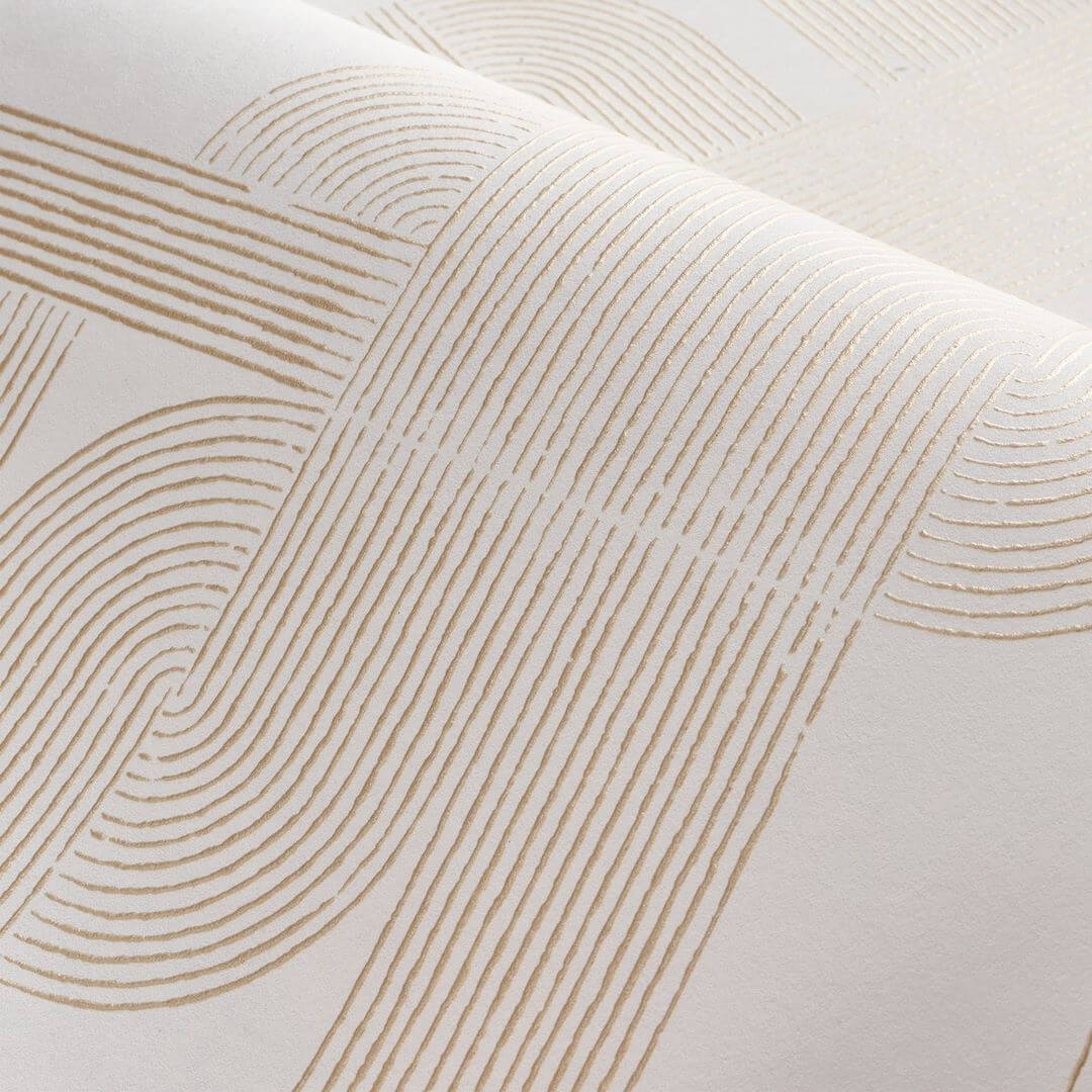 Tapeta s geometrickým vzorom HECTOR - BIELA/ZLATÁ biela so zlatou