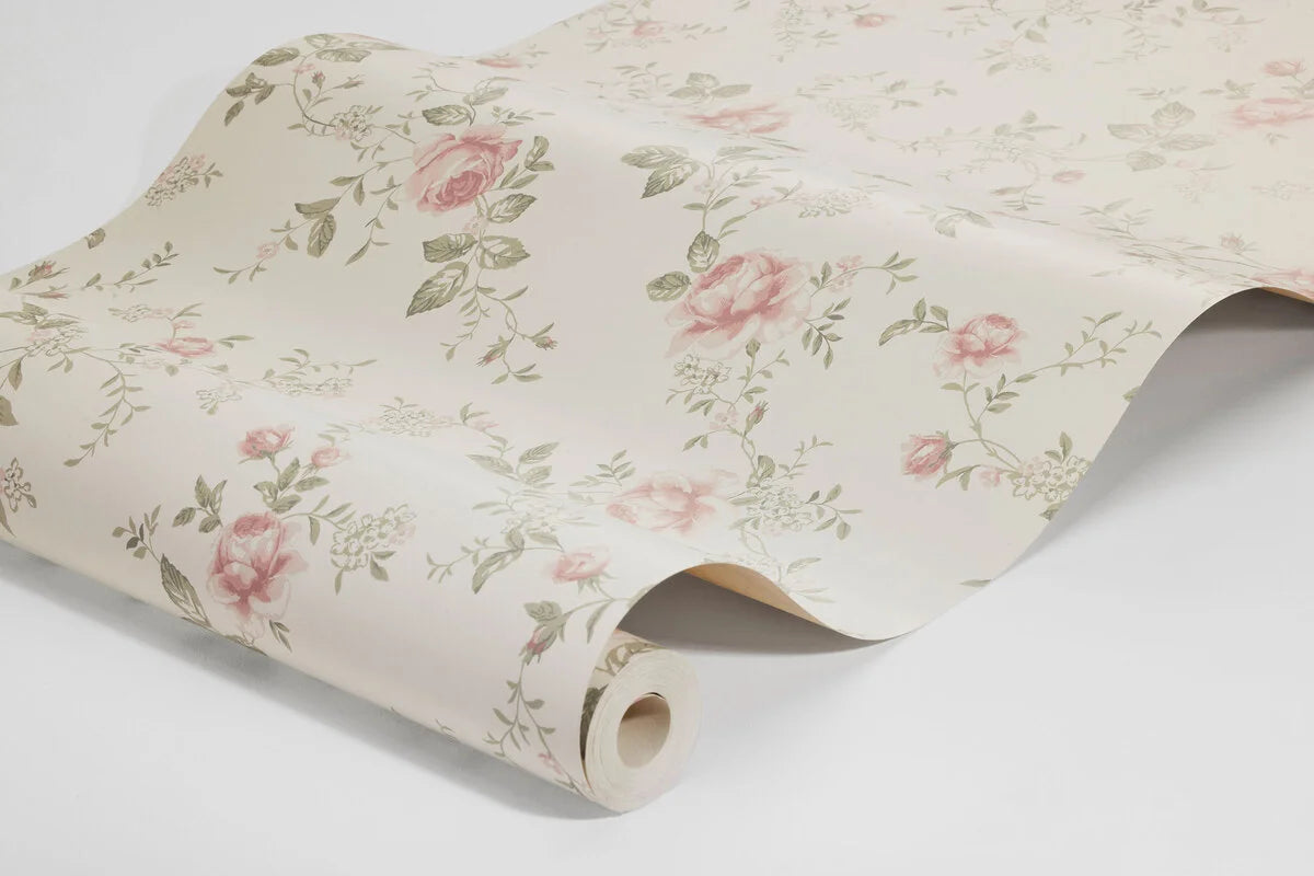 Tapeta s rastlinným motívom ROSE GARDEN biela