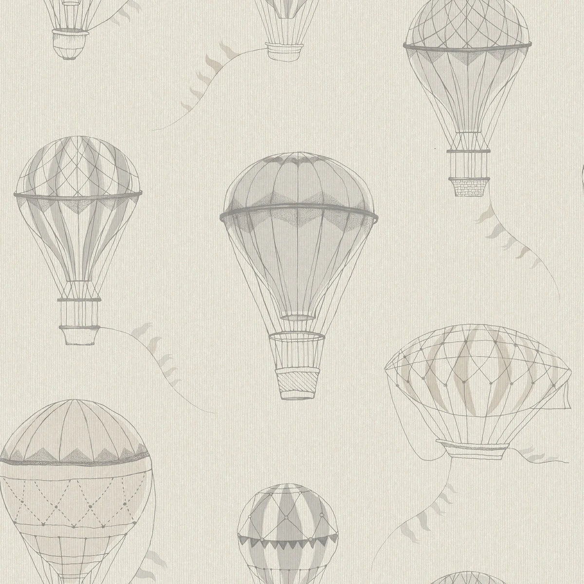 Children's Wallpaper UP IN THE SKY cream with gray