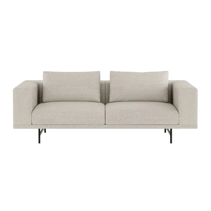 2-Seater Sofa LOFT Light Grey Wavy Fabric with Black Base