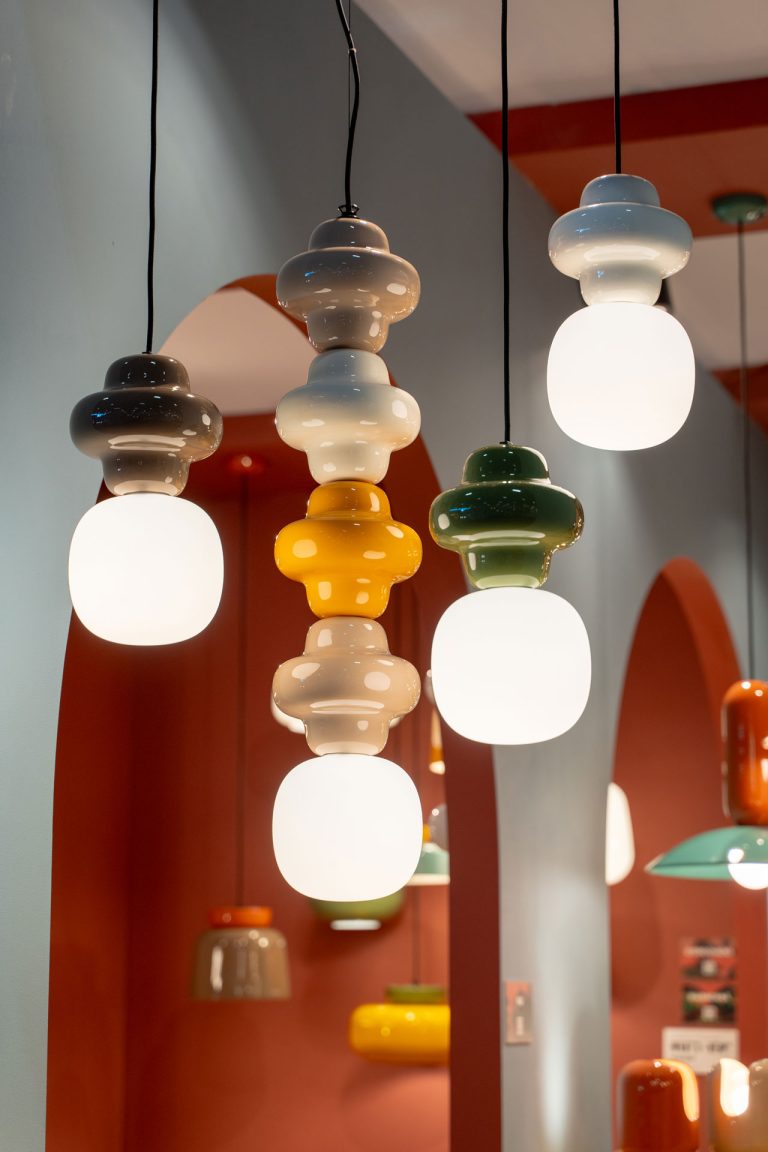 Beige ceramic pendant lamp COPACABANA