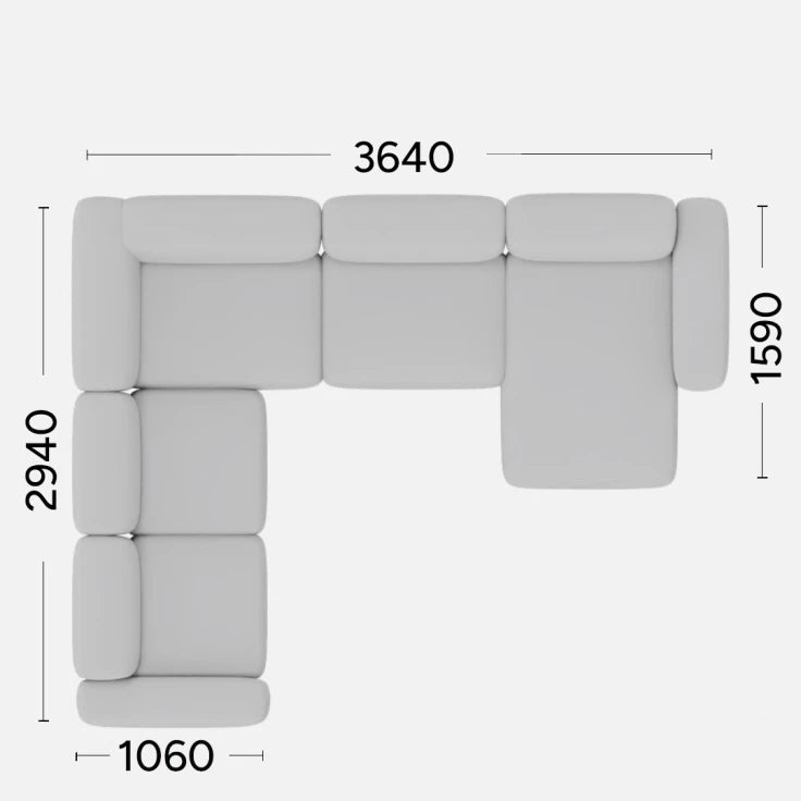 Pravostranný rohový gauč BABBLE s možnosťou personalizácie