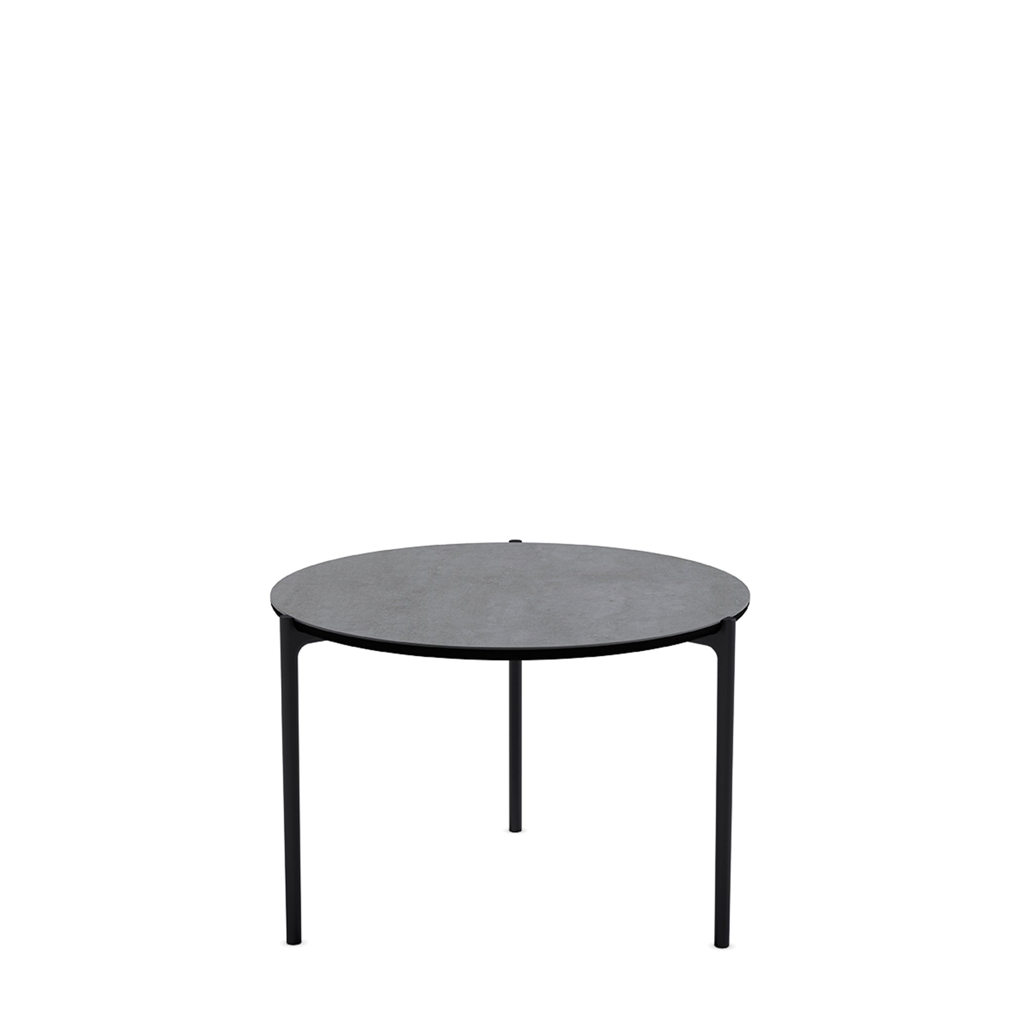 Round Side Table SAVOYE Gray Ceramic with Black Base