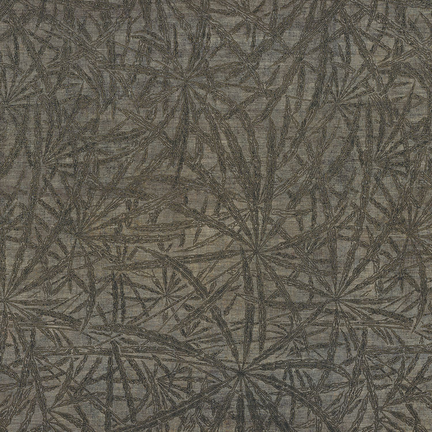 Structural wallpaper with a plant motif of palm leaves PALMYRE - GRAY TAUPE taupe with gray