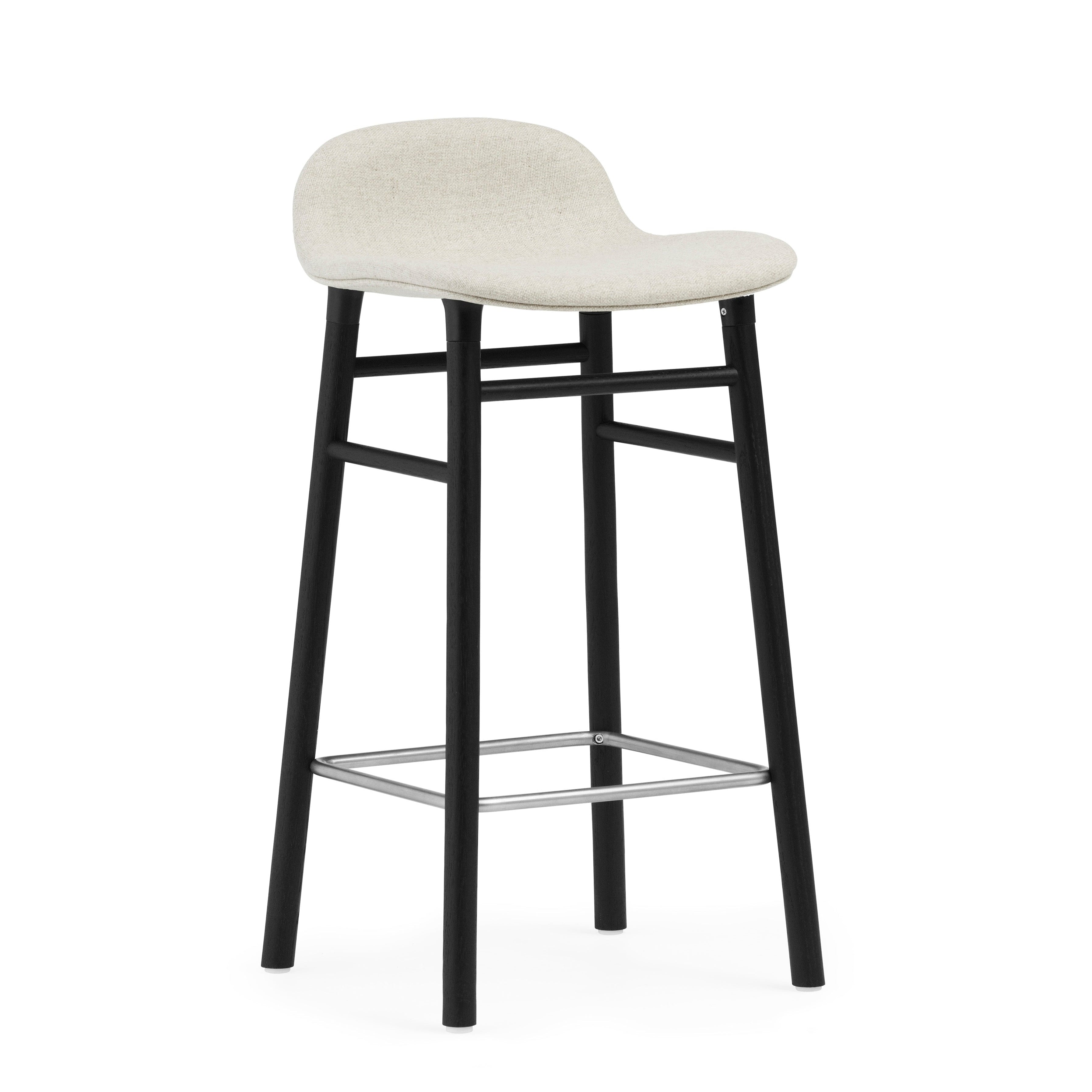 Hocker forms upholstered with a black oak base