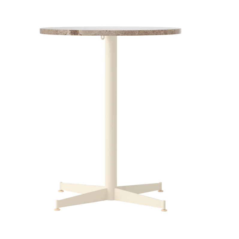 NOOK beige stone round café table with cream base