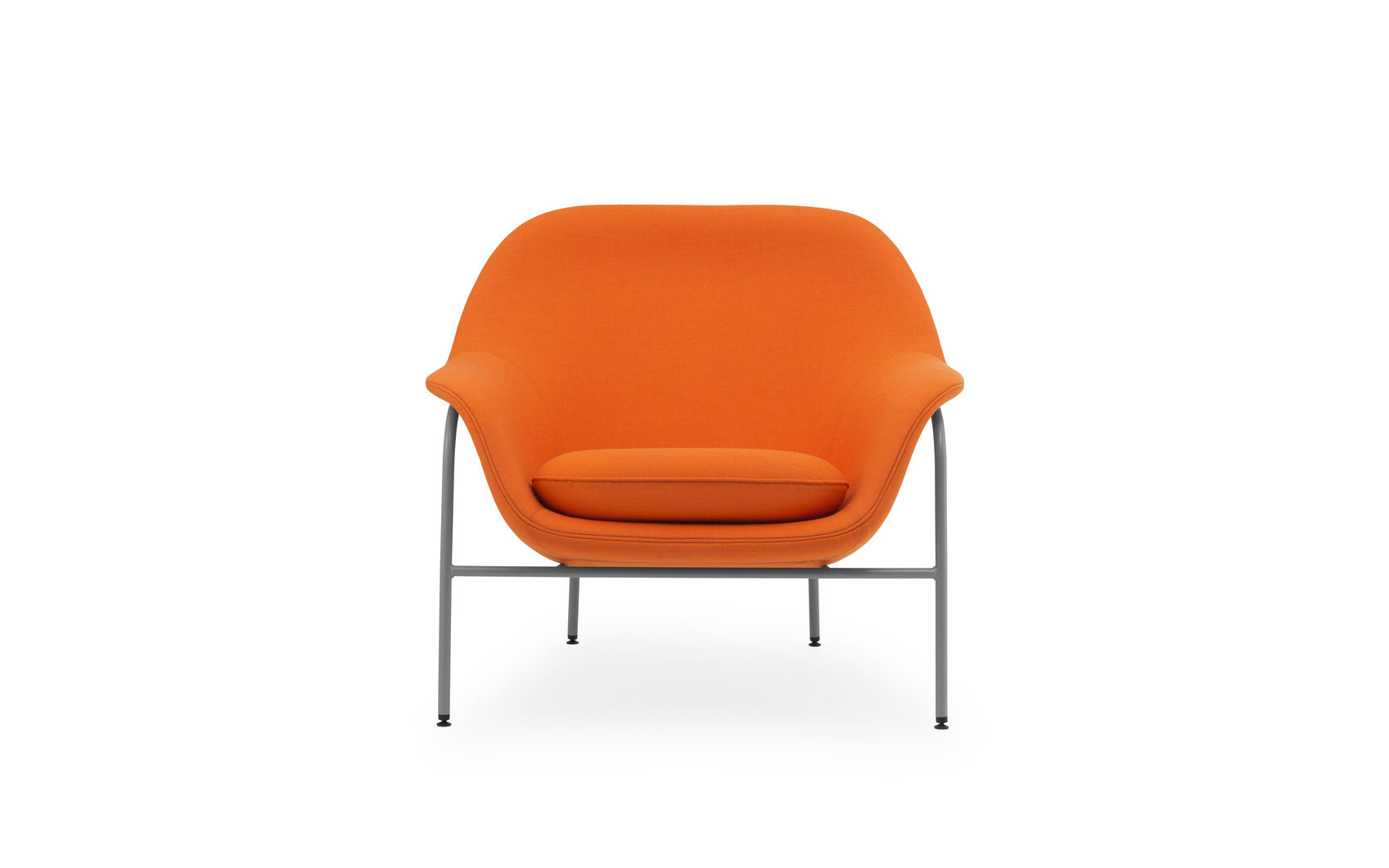 Drape Low armchair with a gray metal base