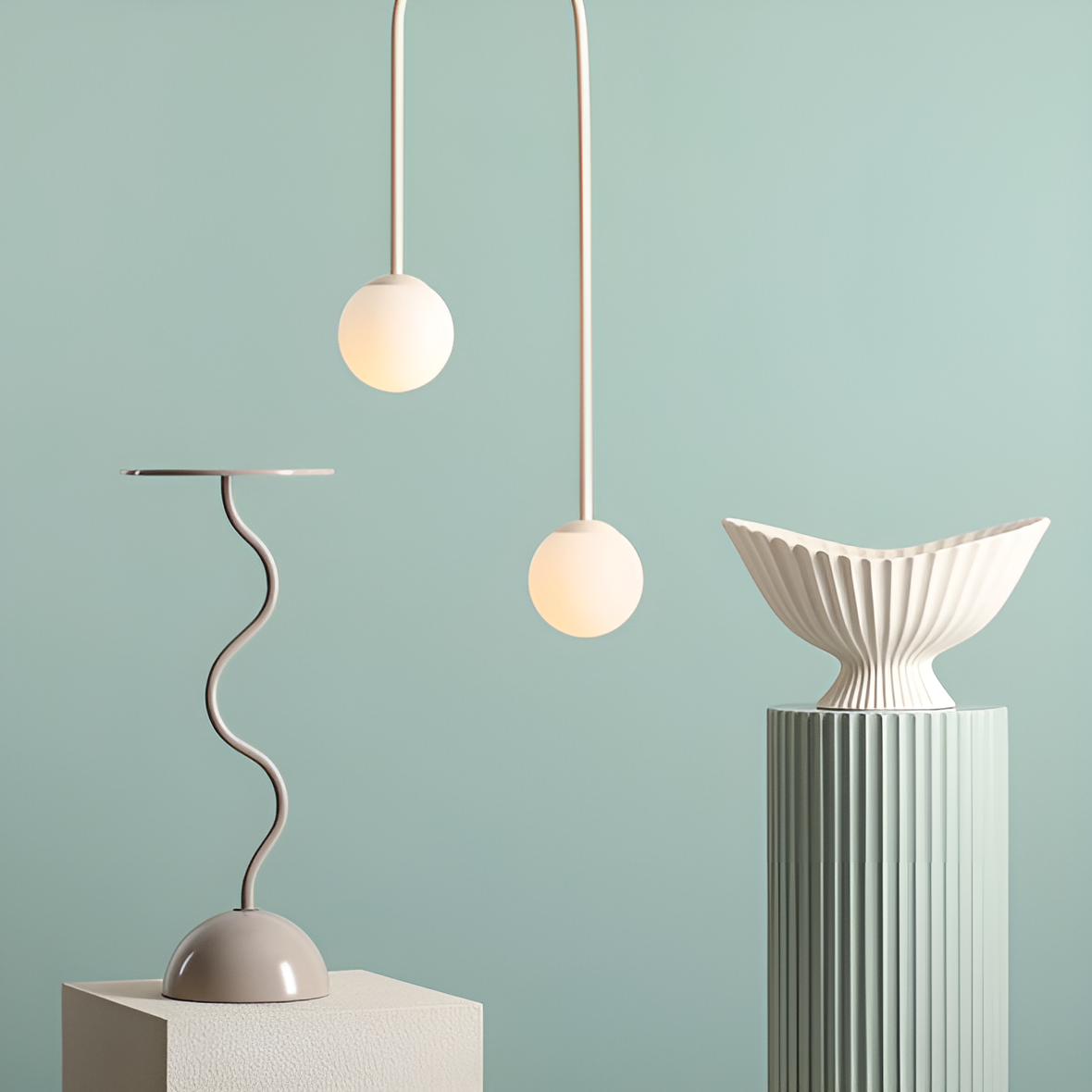 Stropná lampa NAVE DUO krémová