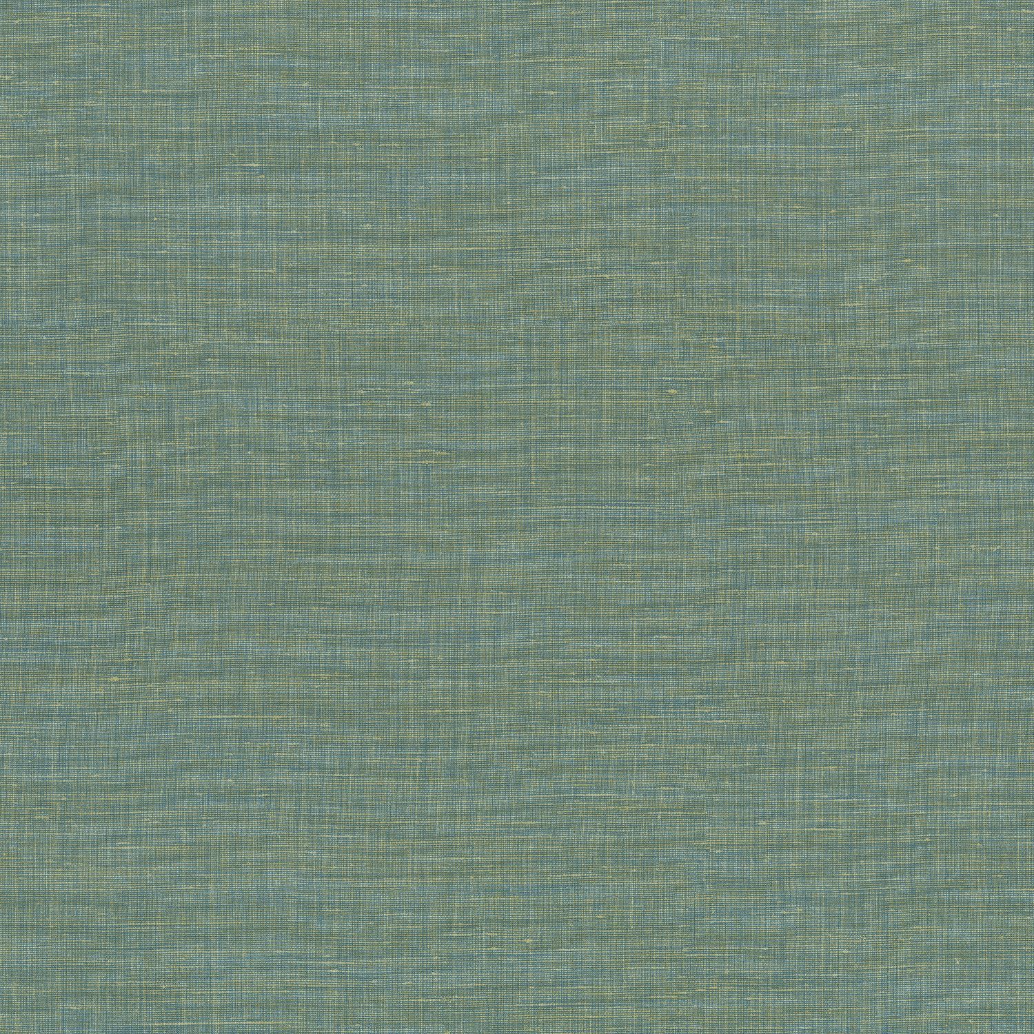 Structural wallpaper resembling linen canvas SHINOK - CARAIBES green-blue