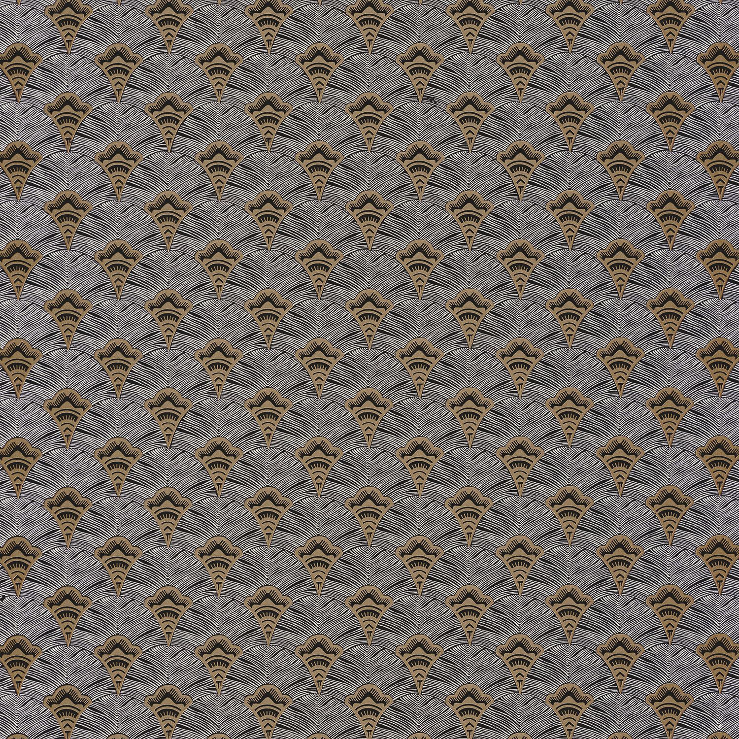 Tapeta štrukturálna s abstraktným vzorom ventilátorov ADENIUM - NOIR čierna so zlatou