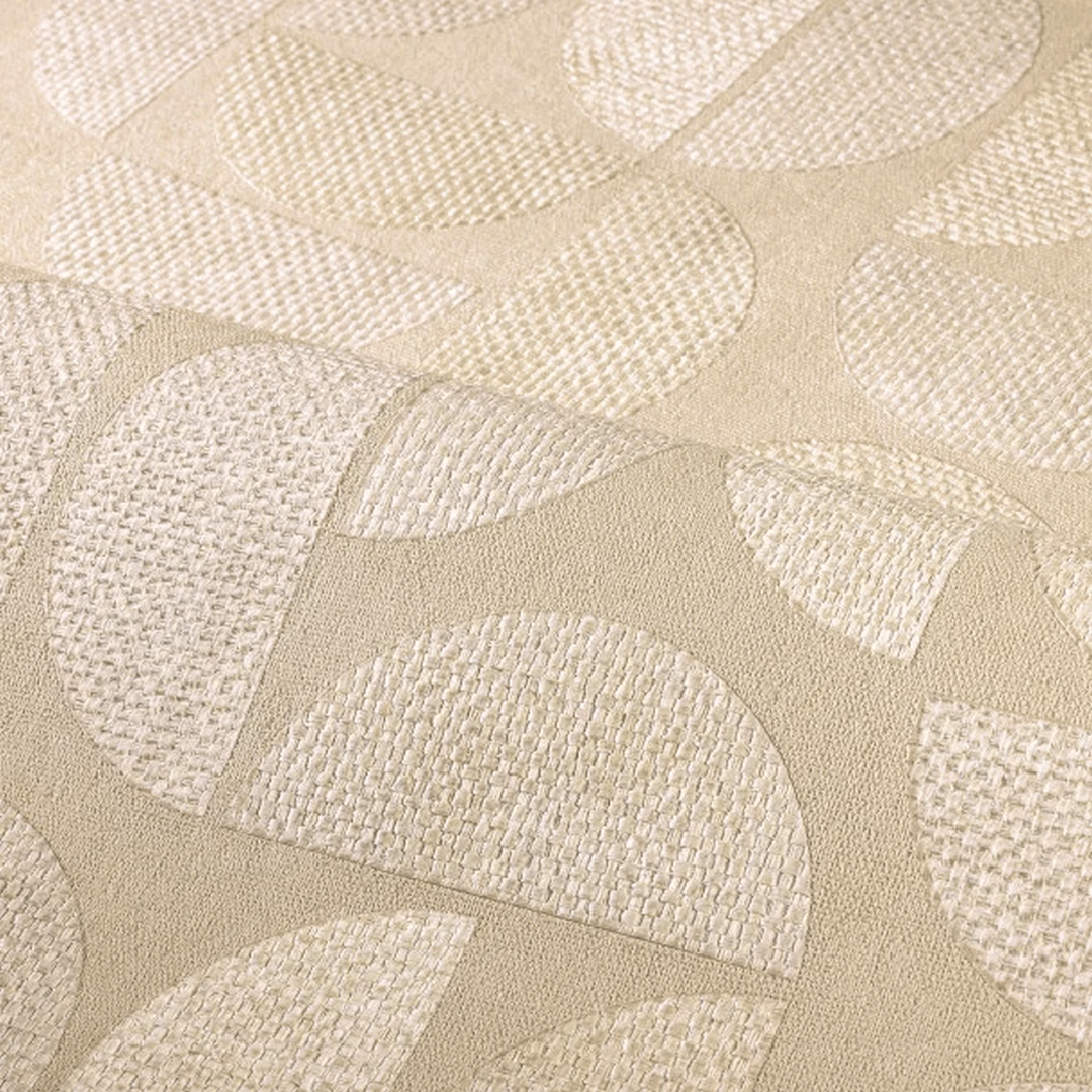 Textured wallpaper imitating raffia with a geometric pattern DUALIS - SAND