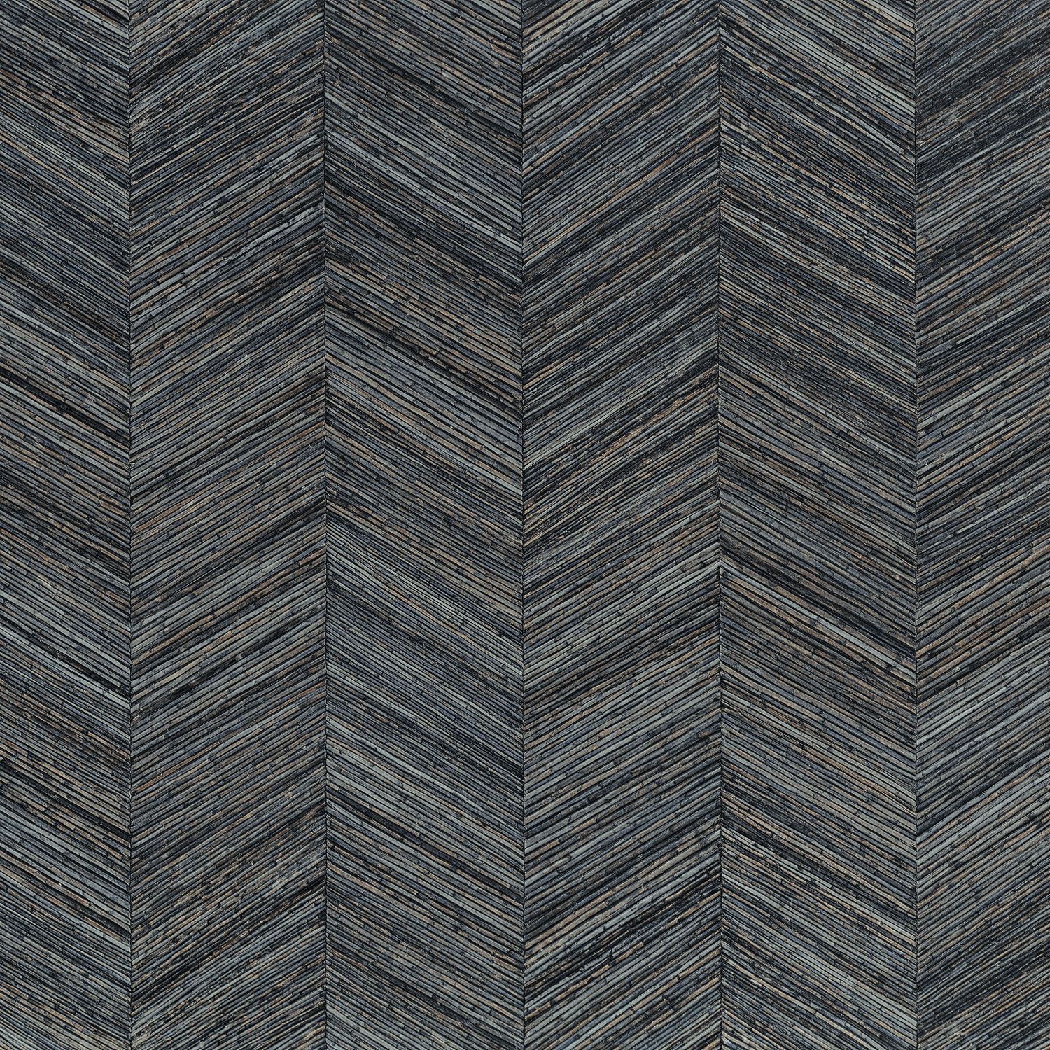 Štruktúrna geometrická tapeta napodobňujúca drevo s vzorom rybej kosti OCOTEA - ORAGE tmavo šedá