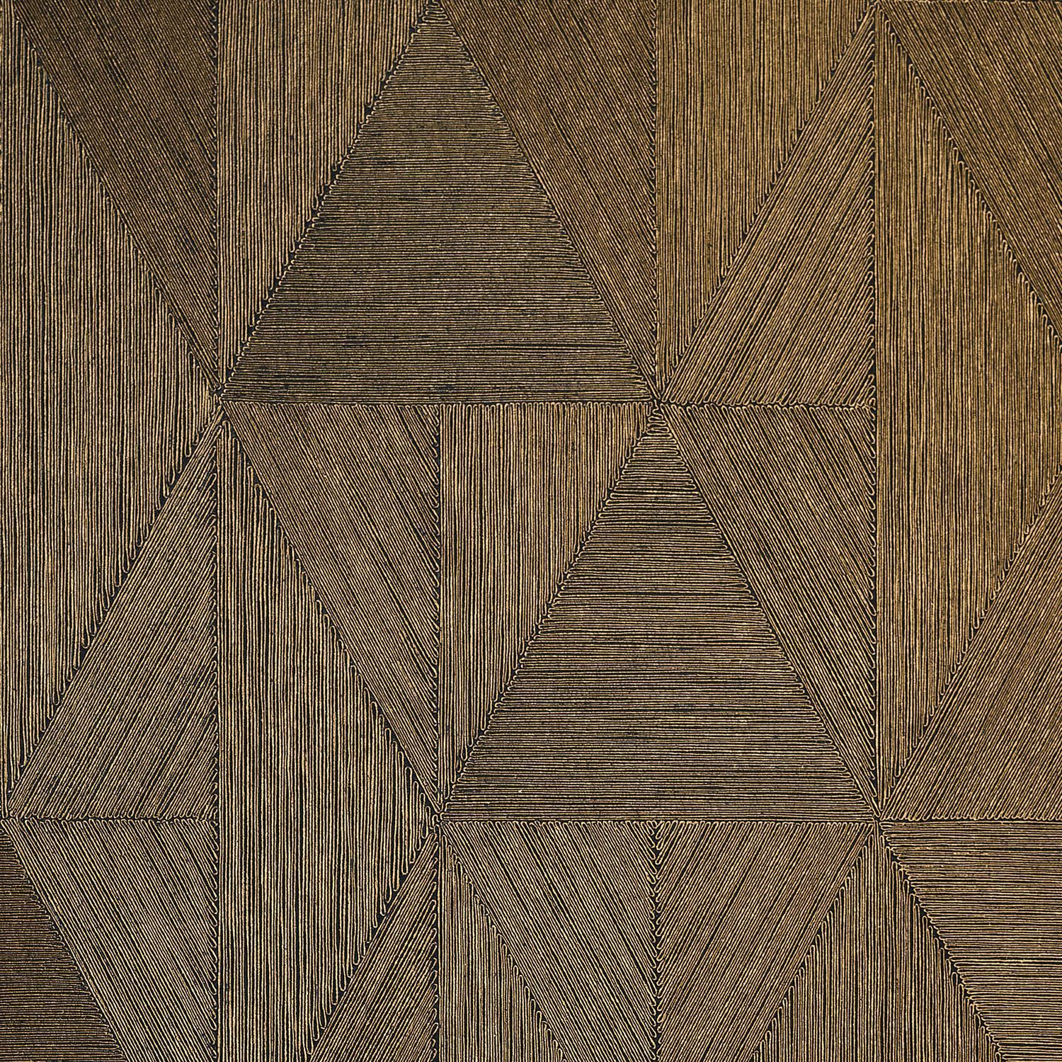 Metallic wallpaper with geometric pattern PARANGON - NOIR/DORE dark brown with gold
