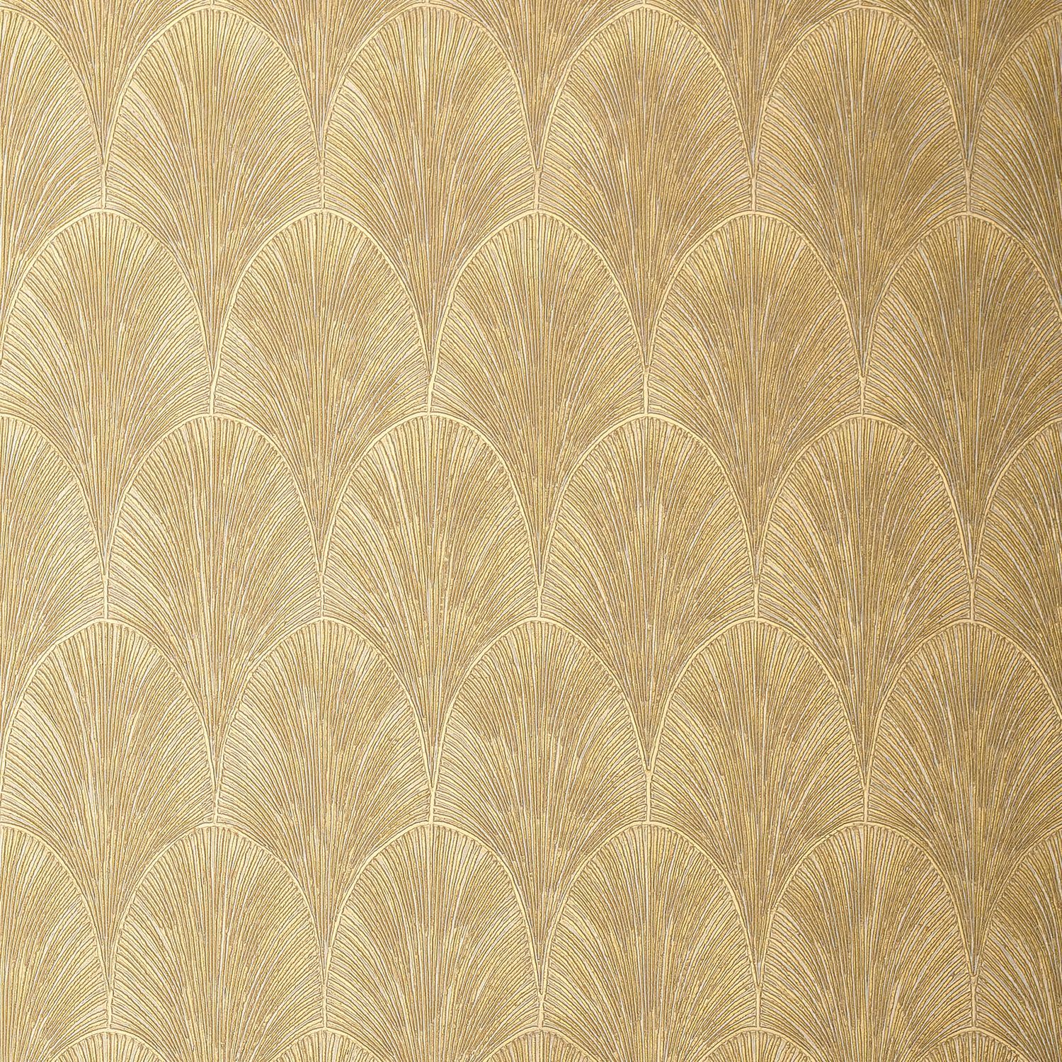 Metallic wallpaper with geometric pattern TOURMALINE - WHITE/GOLD