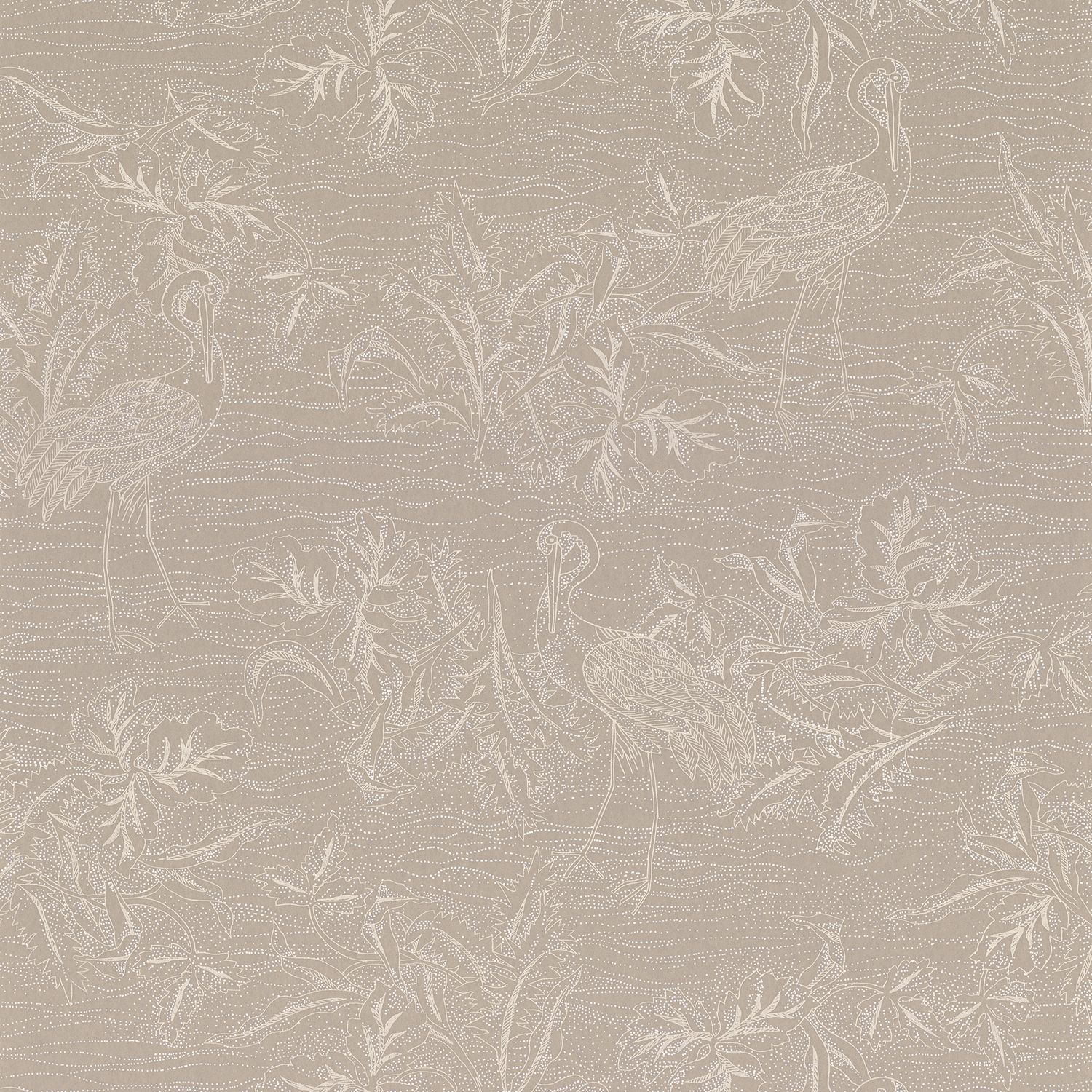 Structural wallpaper with a plant and animal motif MIRADOR - MARRON GLACÉ/NACRÉ brown