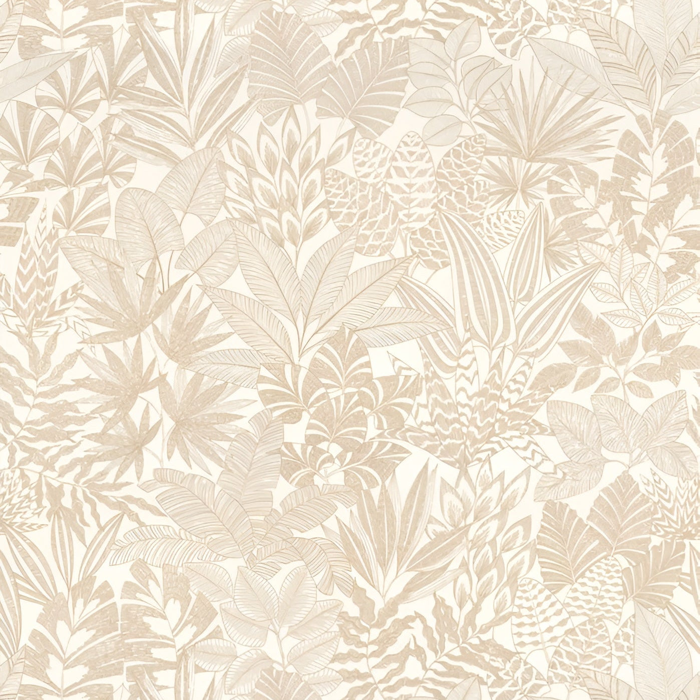 Plant Motif Wallpaper DOUM - WHITE/GOLD
