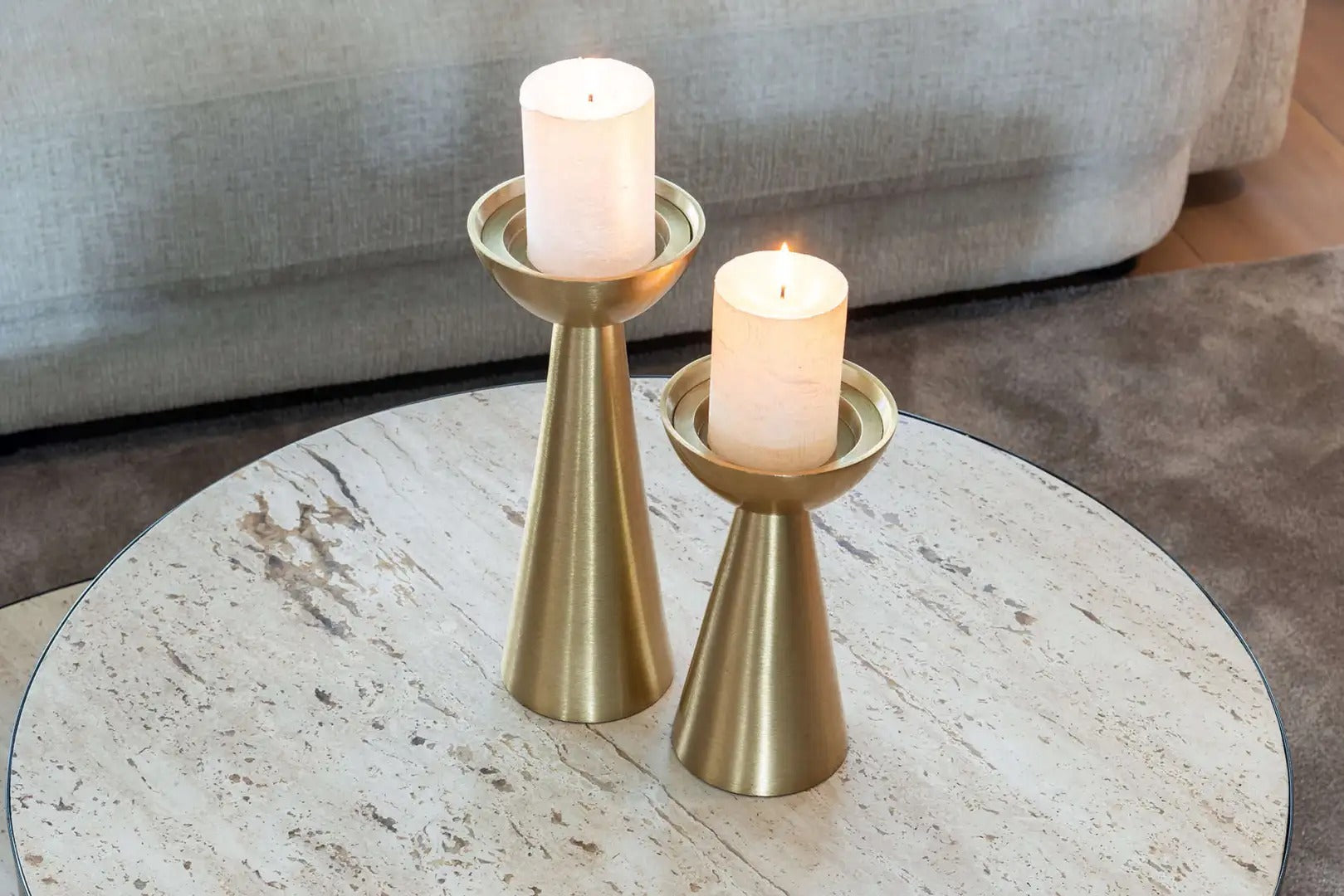 AVALON coffee table travertine with a brown base