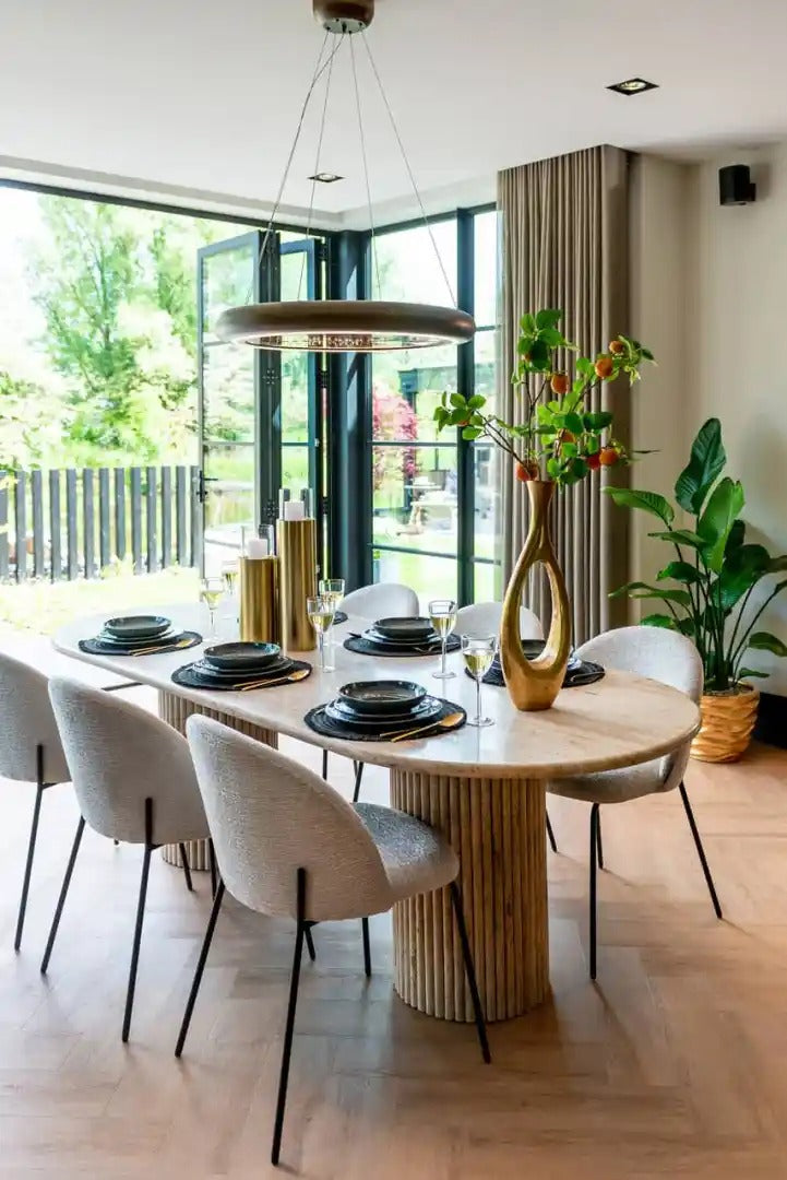 Stôl LA CANTERA hnedý s travertínom