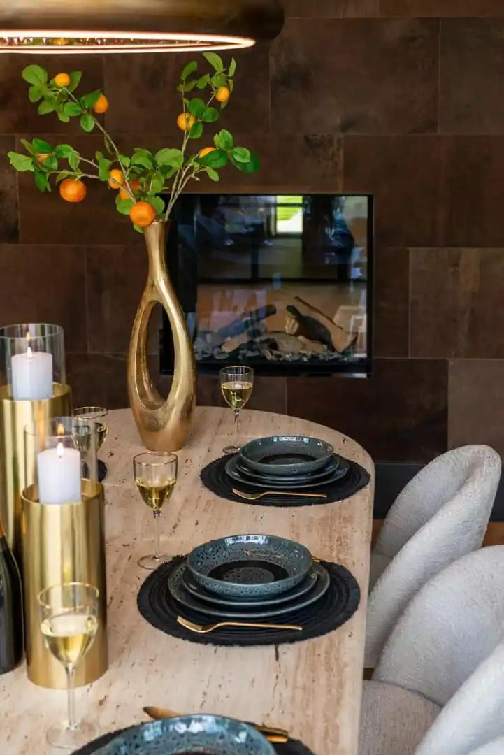 Stôl LA CANTERA hnedý s travertínom