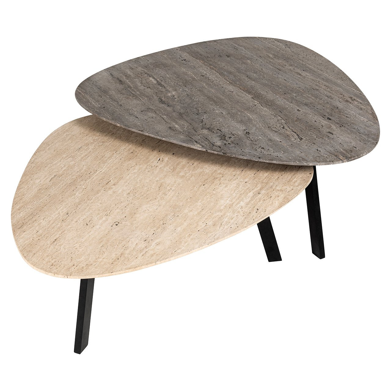 SPENCER coffee table set marble and travertine