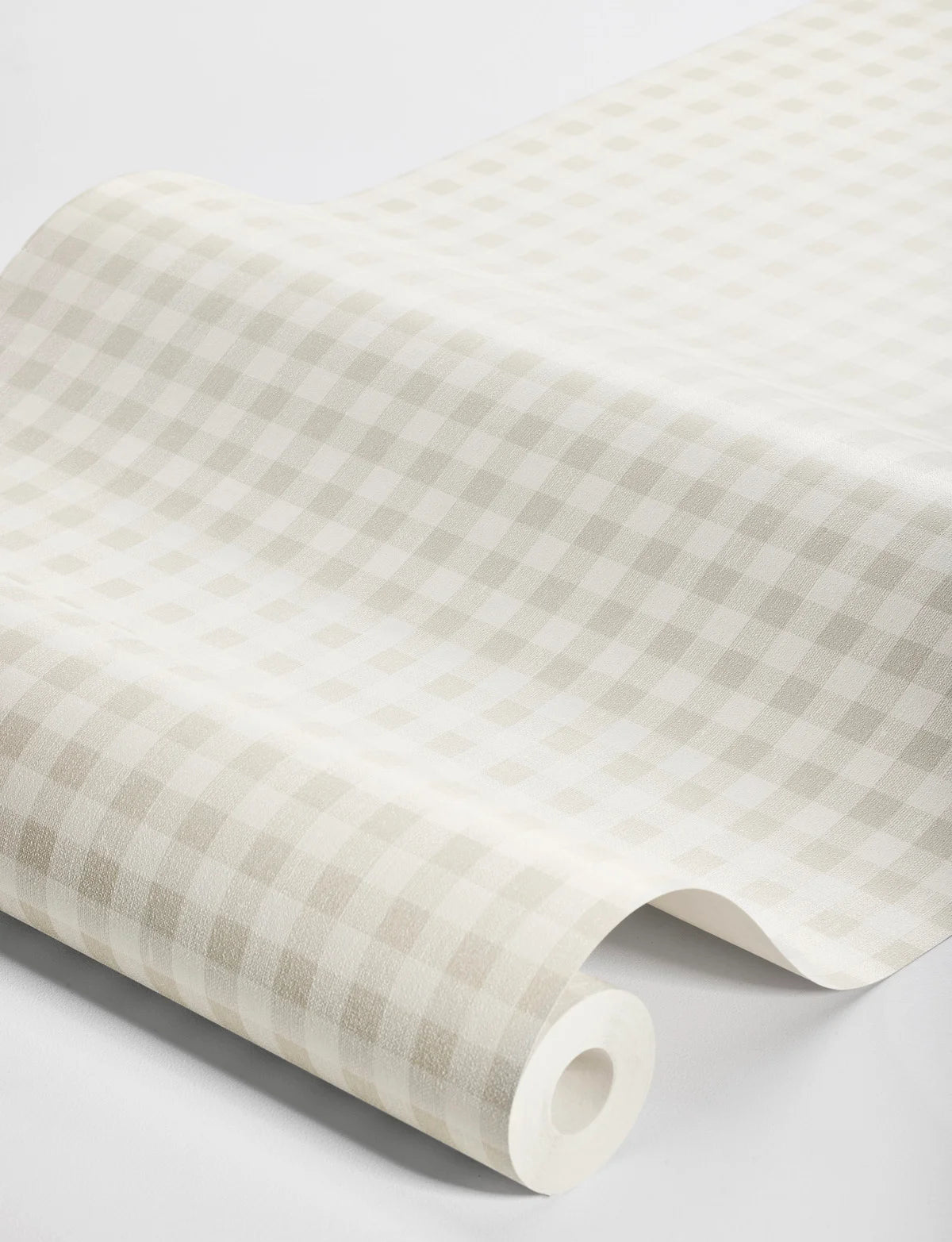 Štruktúrovaná tapeta napodobňujúca ľan v kocke PICNIC CHECK šedá s béžovou