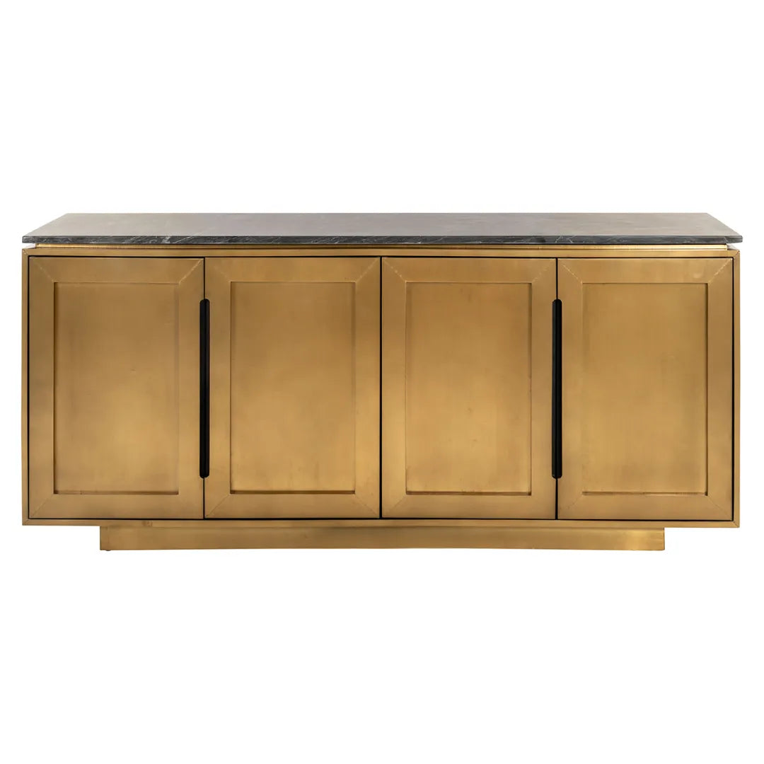 FINSBURY chest of drawers antique gold with black marble