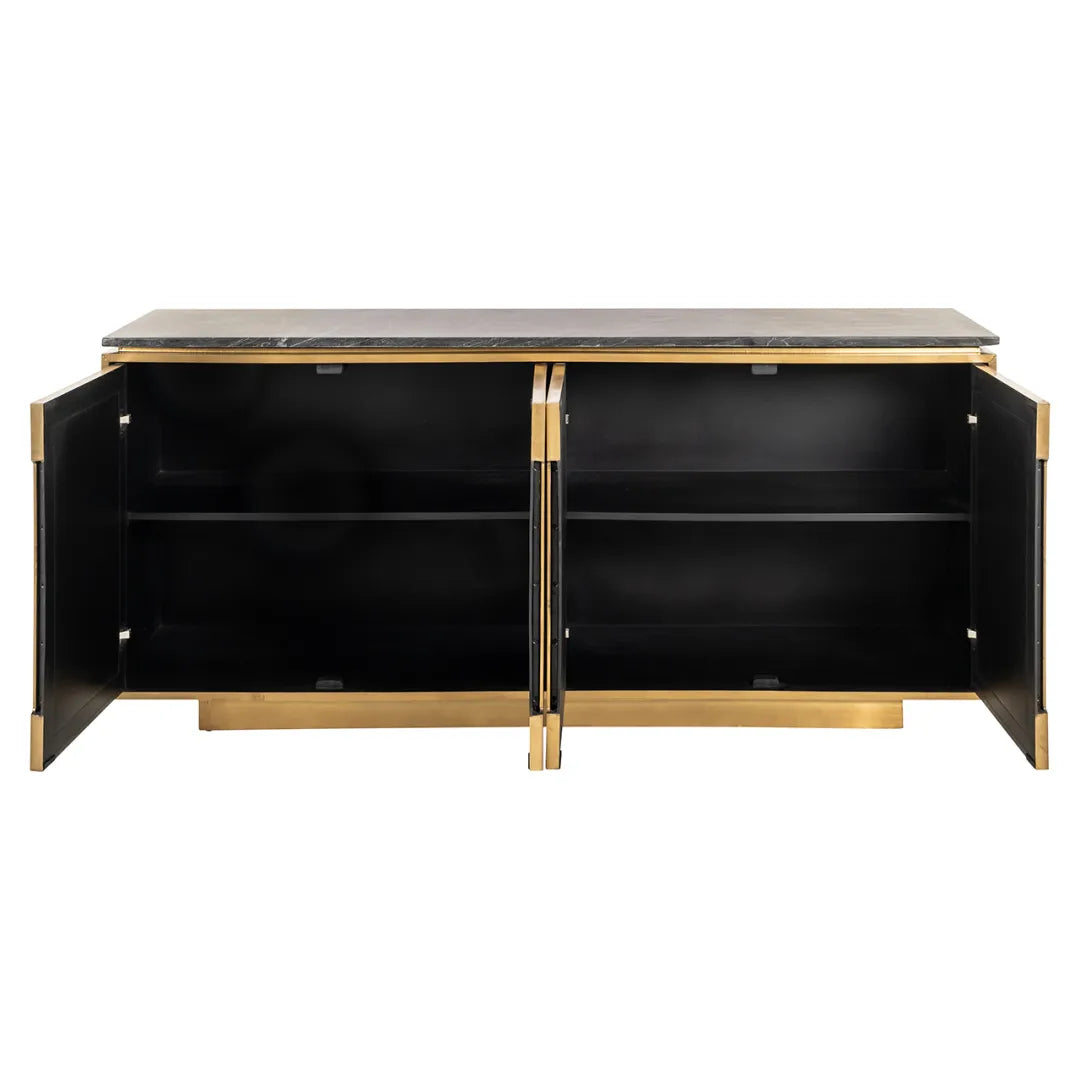 FINSBURY chest of drawers antique gold with black marble